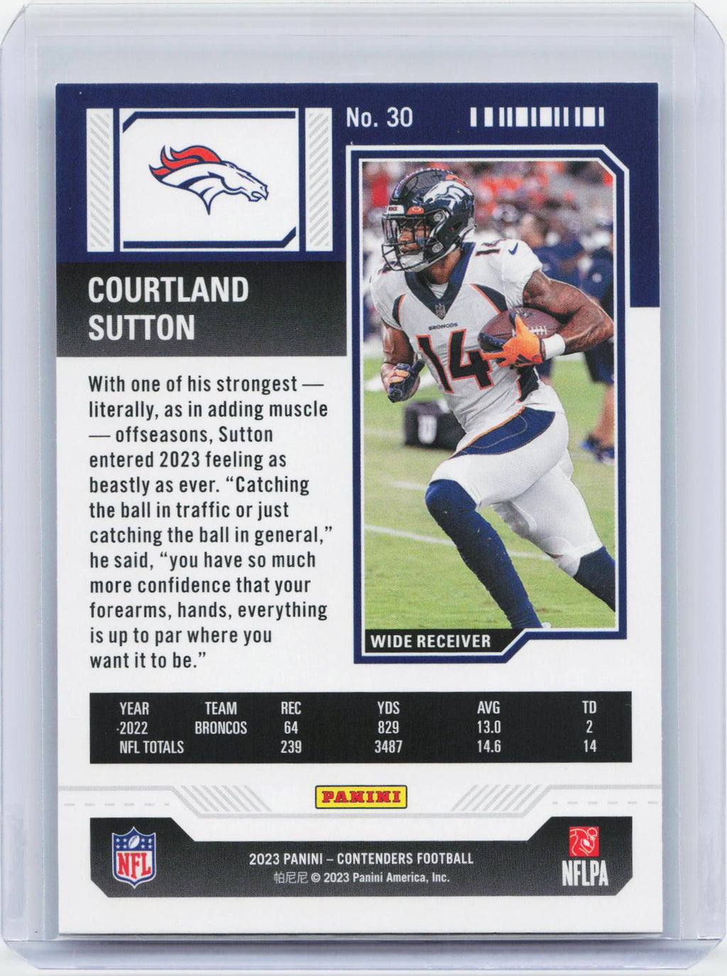 2023 Panini Contenders #30 Courtland Sutton Game Ticket Bronze