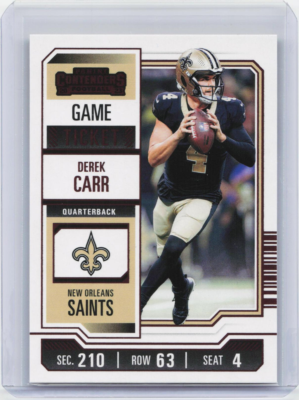 2023 Panini Contenders #72 Derek Carr Game Ticket Bronze