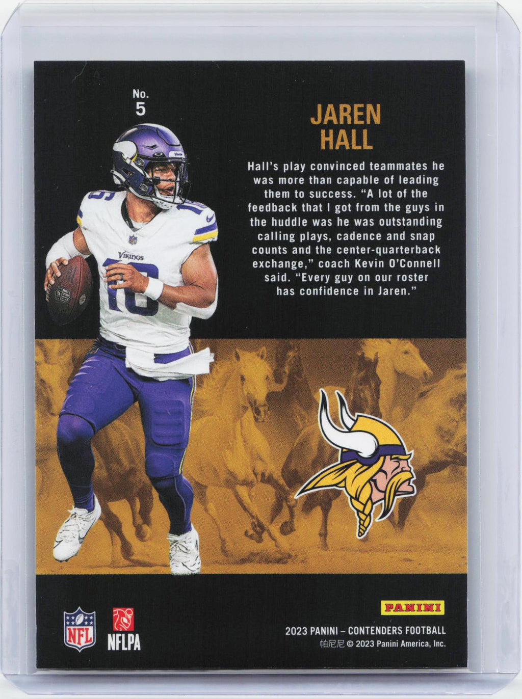 2023 Panini Contenders #5 Jaren Hall Rookie Stallions