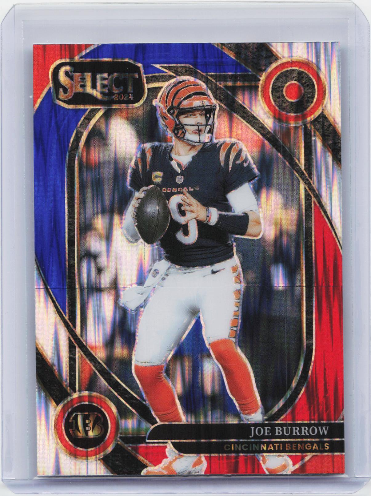 2024 Panini Select #230 Joe Burrow Red & Blue Prizm Shock