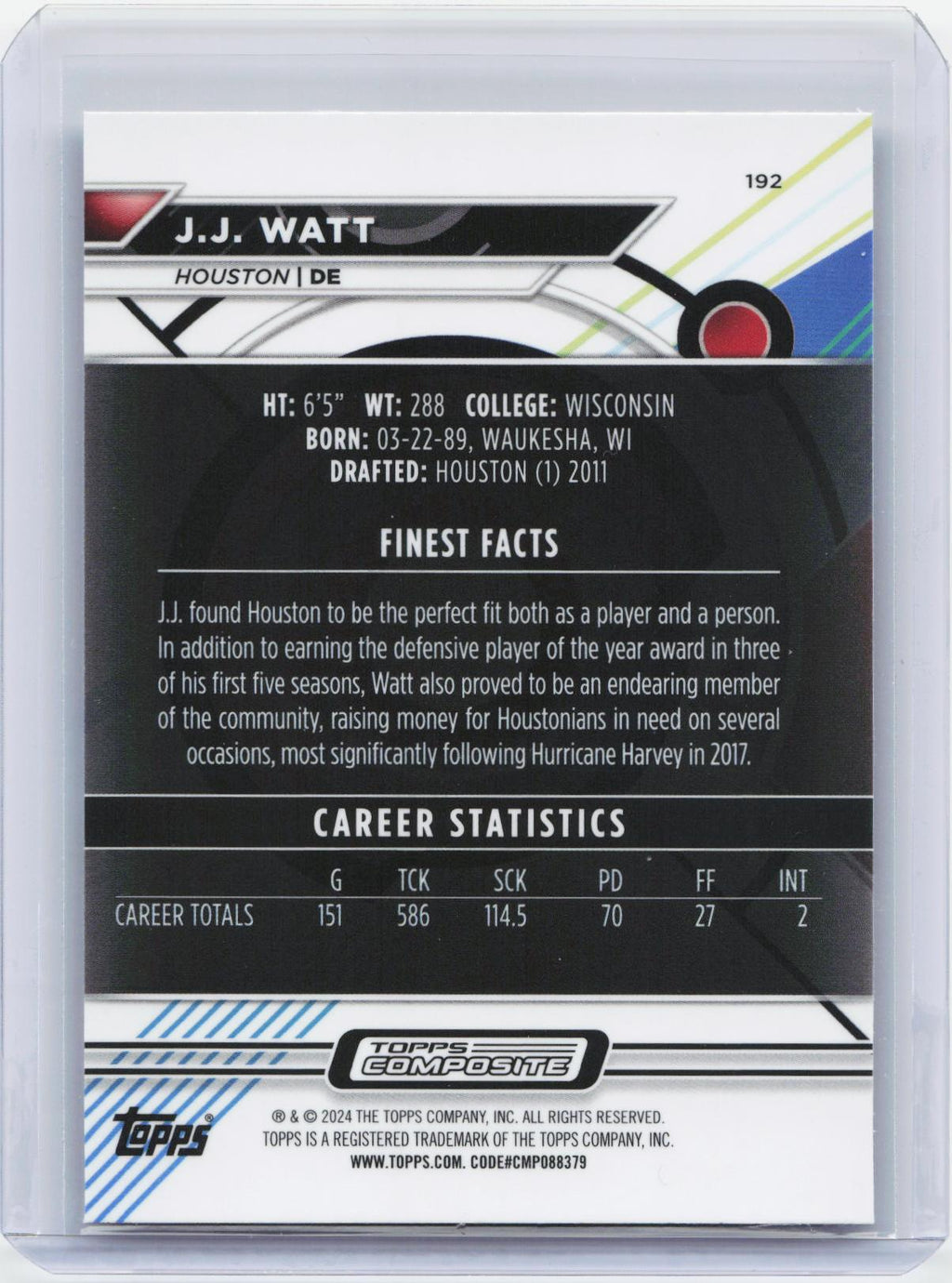 2023 Topps Composite #192 J.J. Watt
