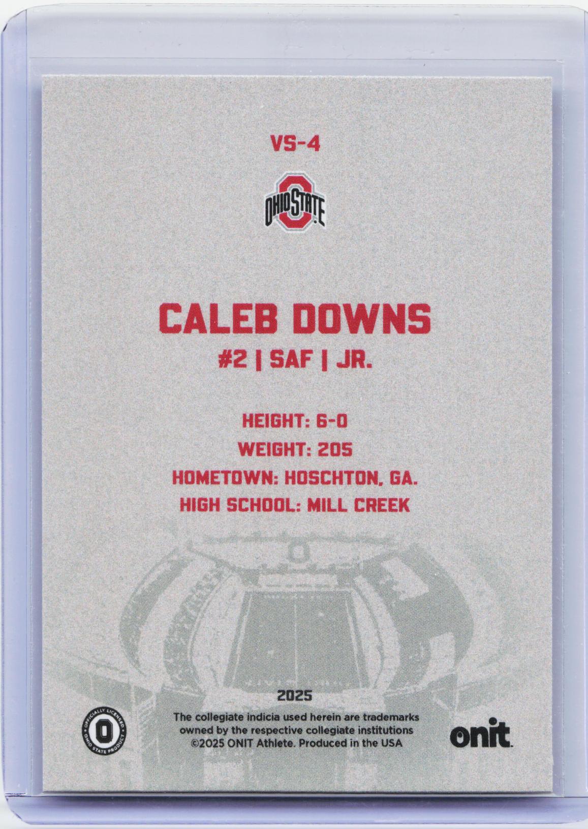 2025 ONIT Athlete Ohio State Buckeyes #VS-4 Caleb Downs Vestige
