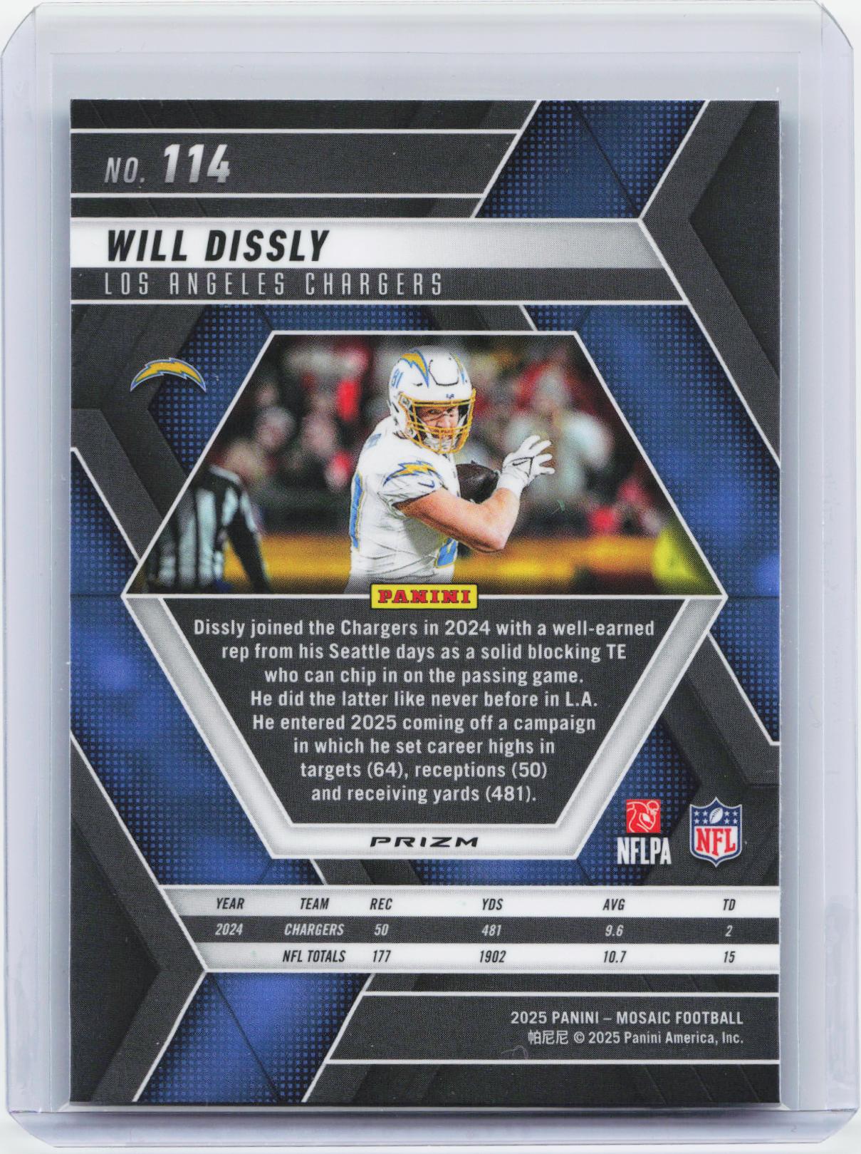 2025 Panini Mosaic #114 Will Dissly Mosaic Green