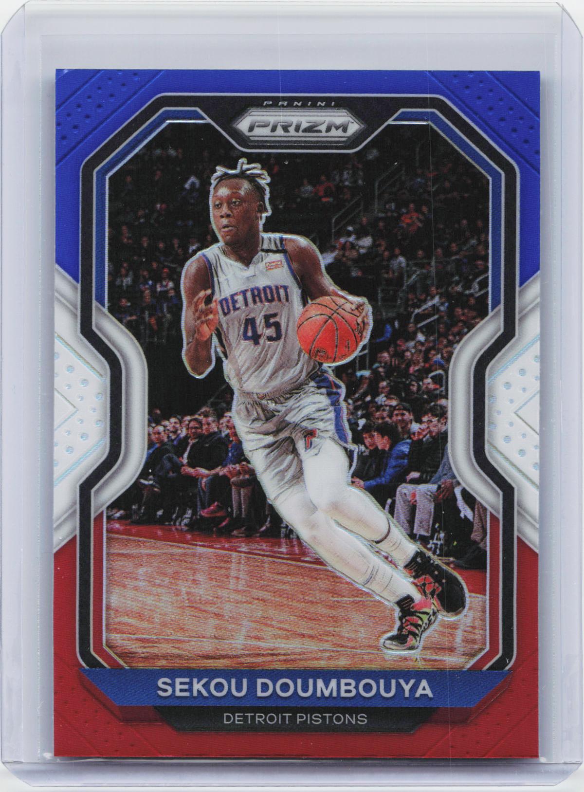 2020-21 Panini Prizm #58 Sekou Doumbouya Red, White and Blue Prizms