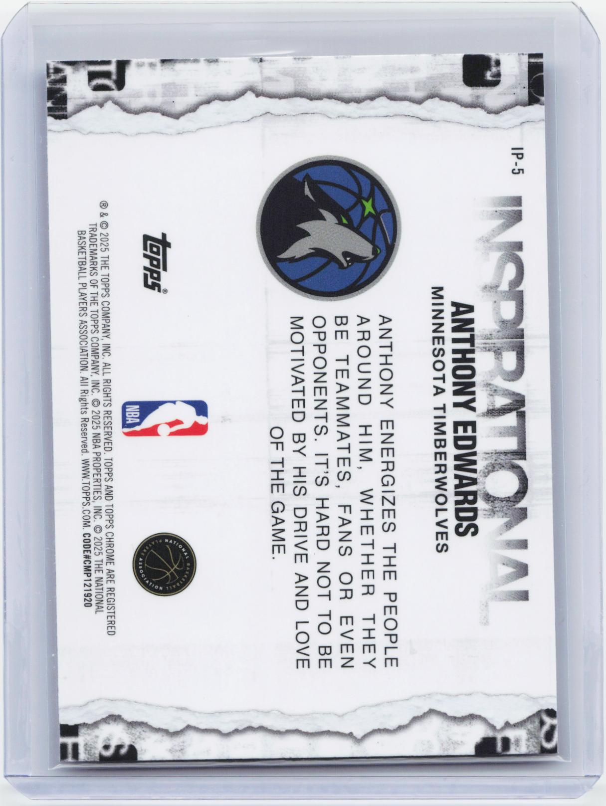 2025-26 Topps Chrome #IP-5 Anthony Edwards Inspirational