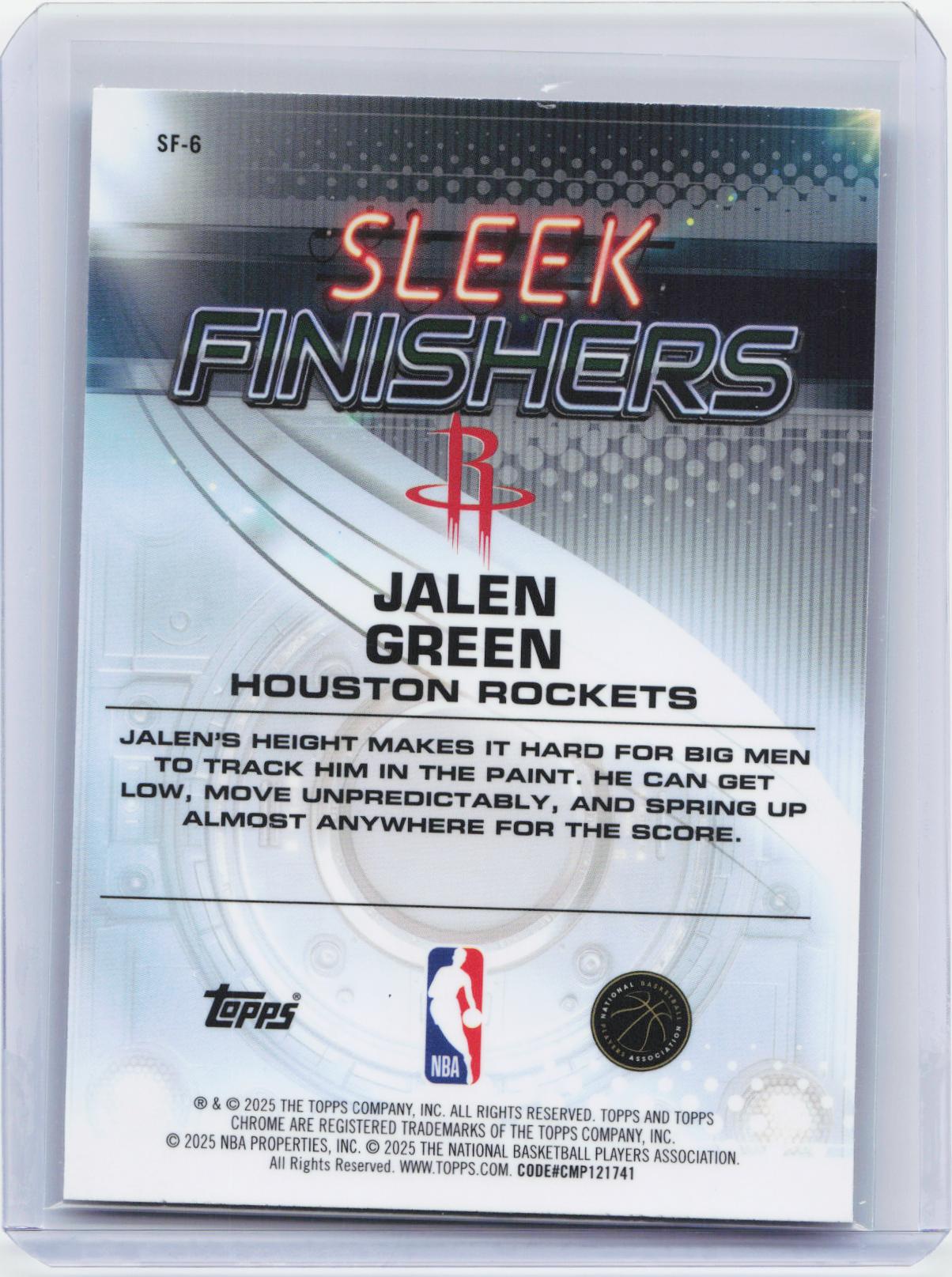 2025-26 Topps Chrome #SF-6 Jalen Green Sleek Finishers