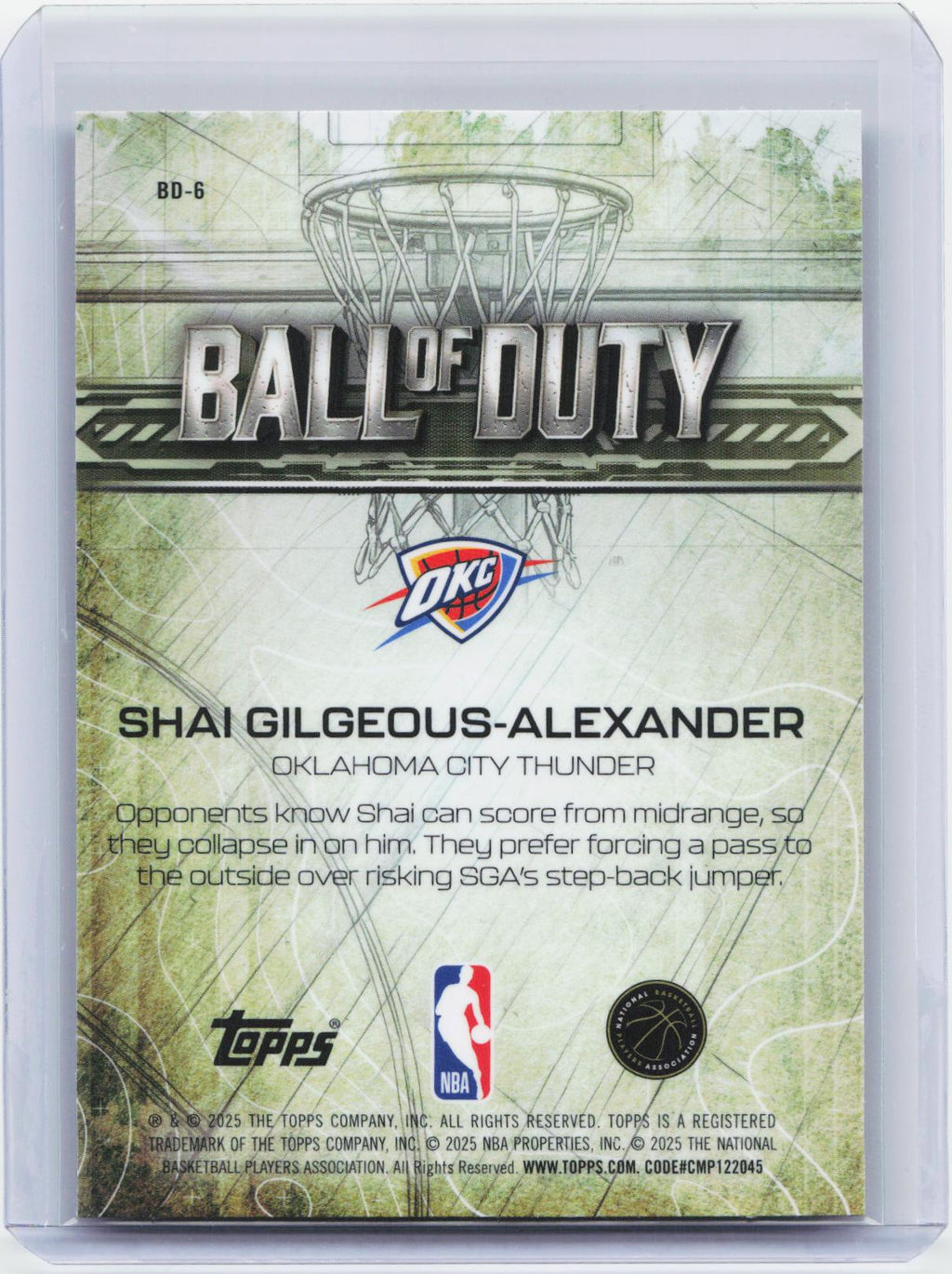 2025-26 Topps Chrome #BD-6 Shai Gilgeous-Alexander Ball of Duty