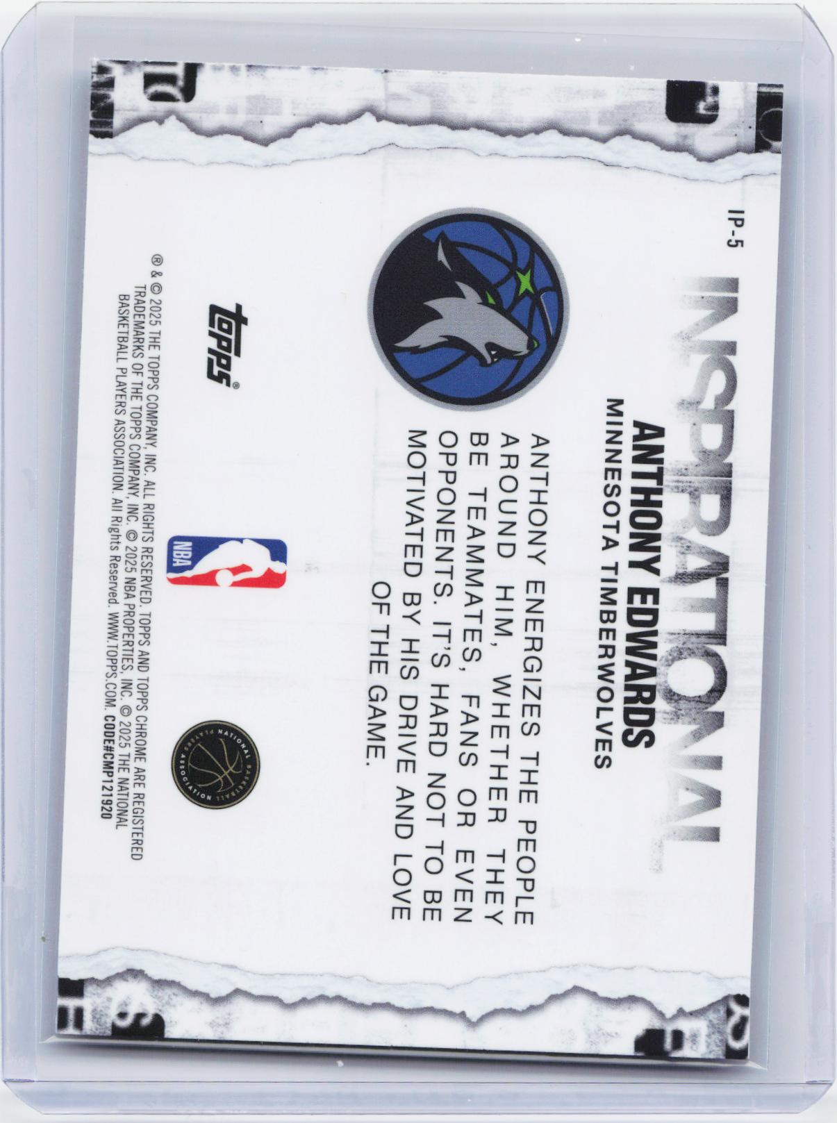 2025-26 Topps Chrome #IP-5 Anthony Edwards Inspirational