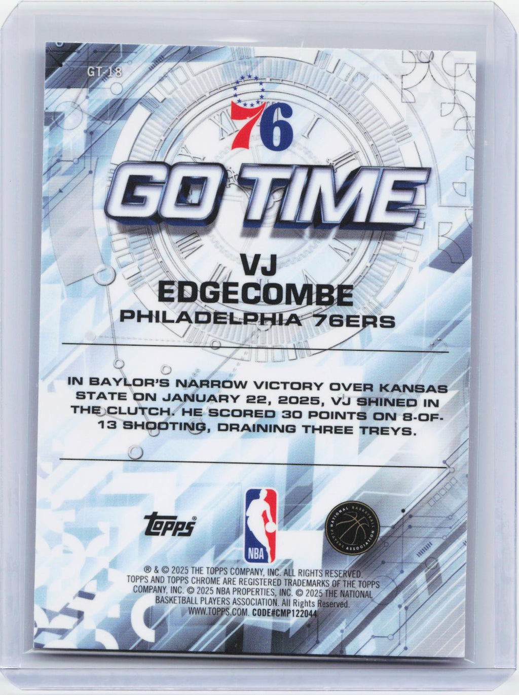 2025-26 Topps Chrome #GT-18 VJ Edgecombe Go Time