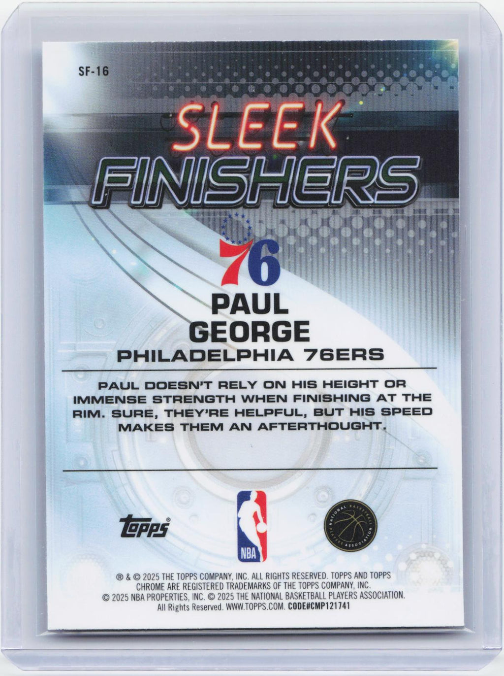 2025-26 Topps Chrome #SF-16 Paul George Sleek Finishers