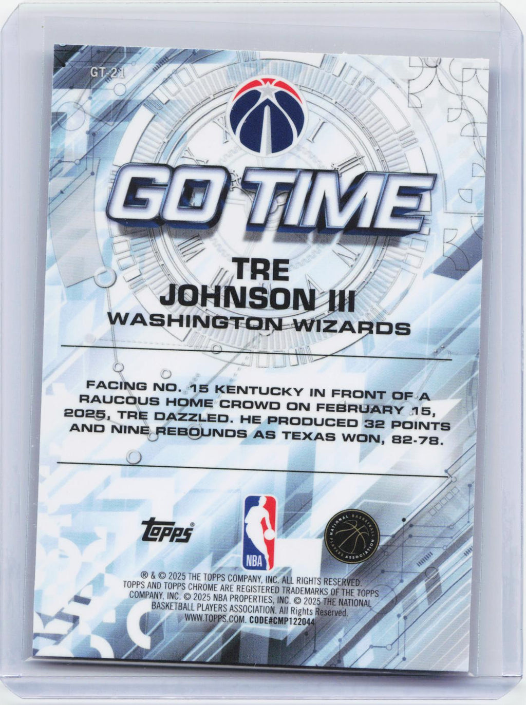 2025-26 Topps Chrome #GT-21 Tre Johnson III Go Time