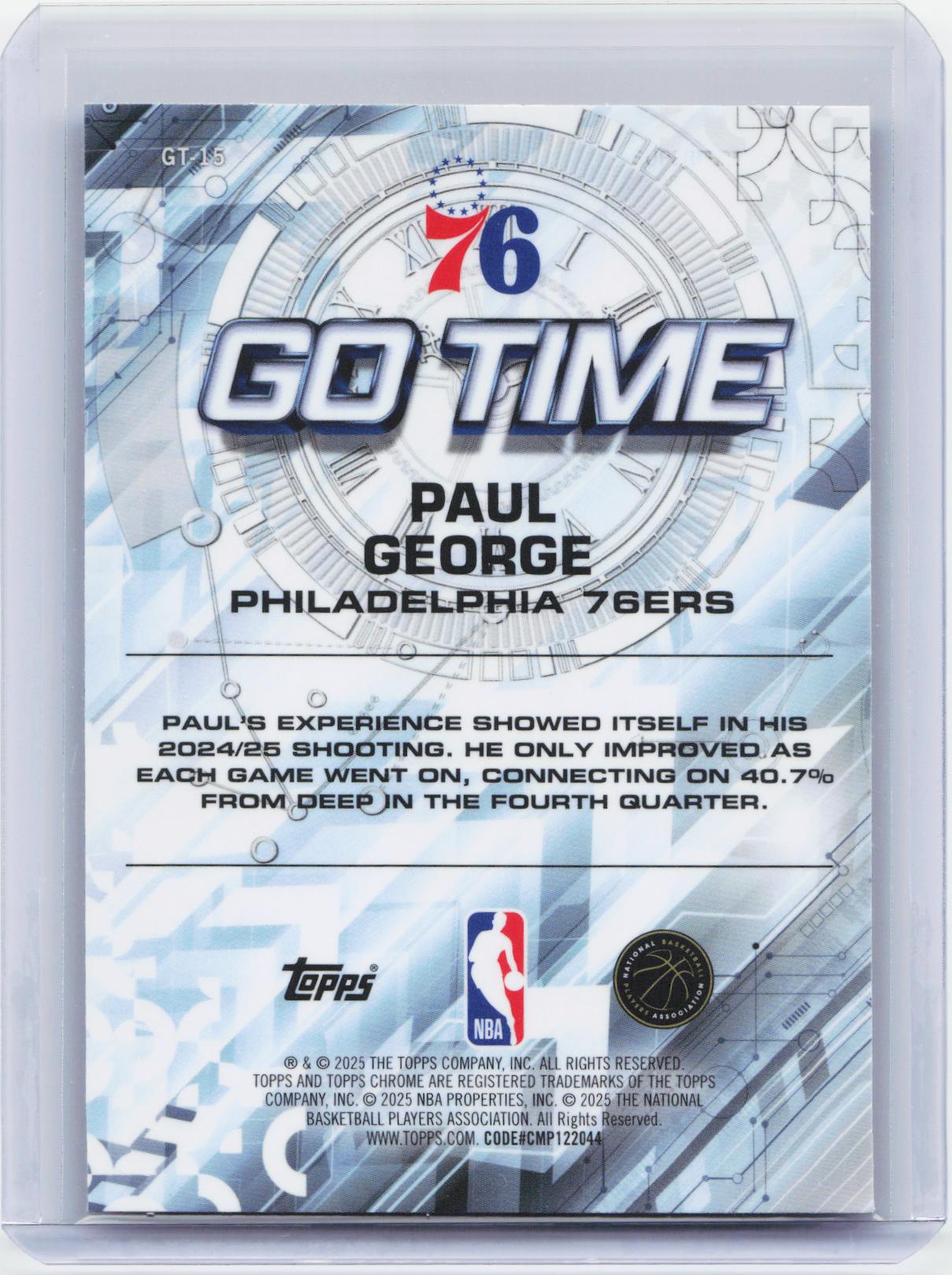 2025-26 Topps Chrome #GT-15 Paul George Go Time