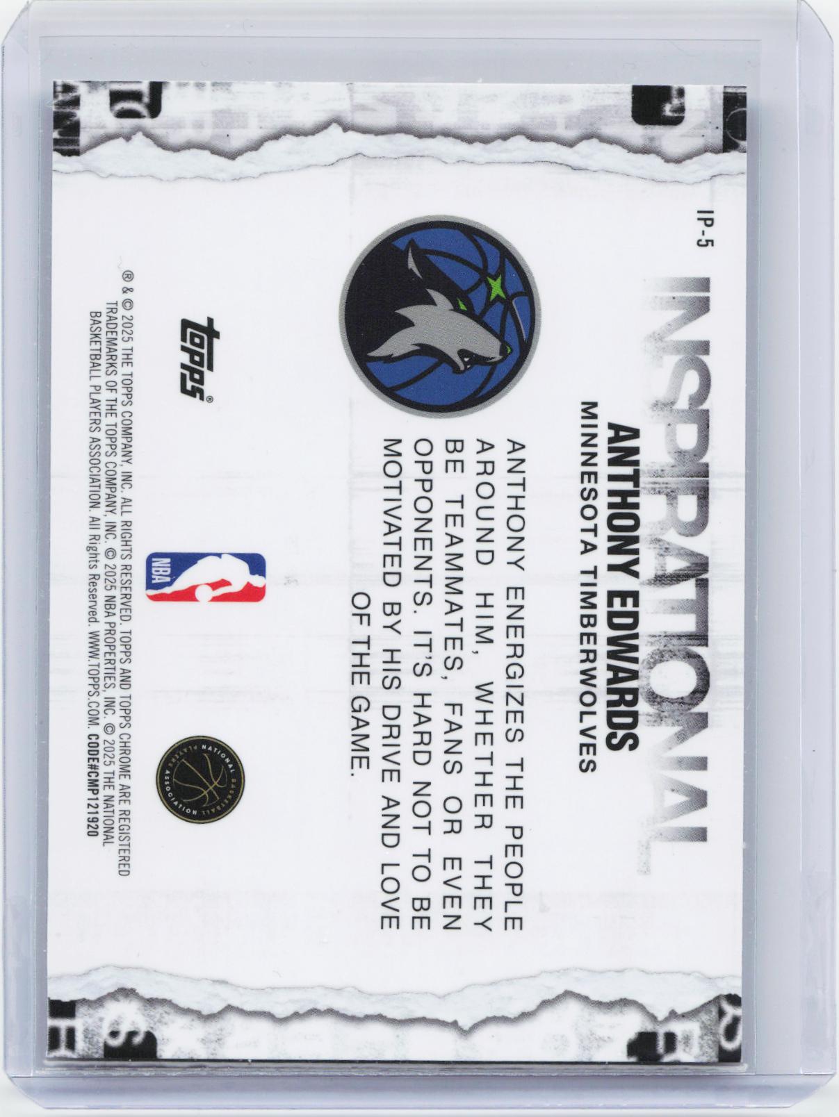 2025-26 Topps Chrome #IP-5 Anthony Edwards Inspirational