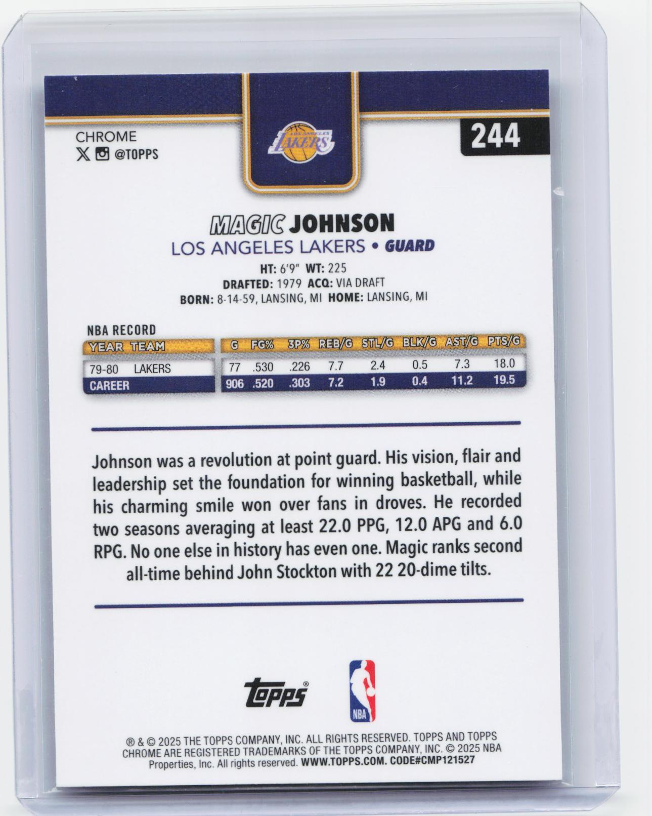 2025-26 Topps Chrome #244 Magic Johnson X-Fractor
