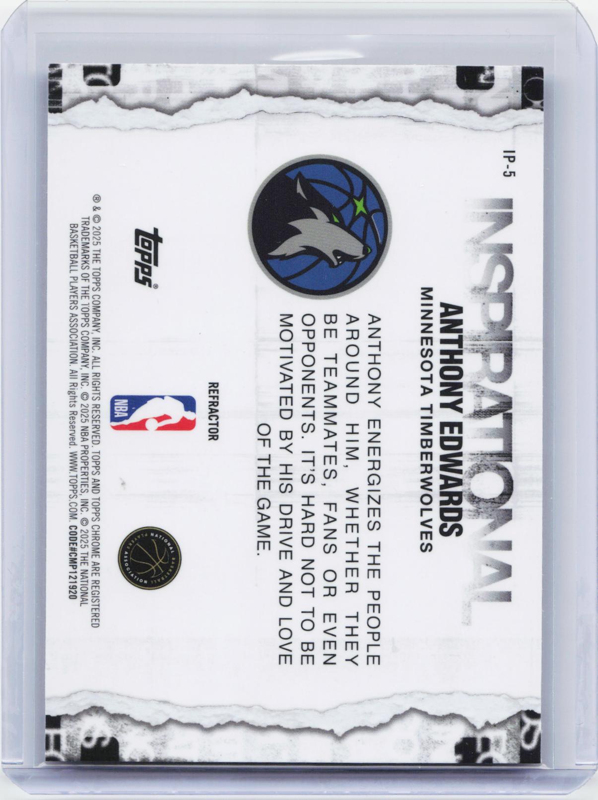 2025-26 Topps Chrome #IP-5 Anthony Edwards Inspirational