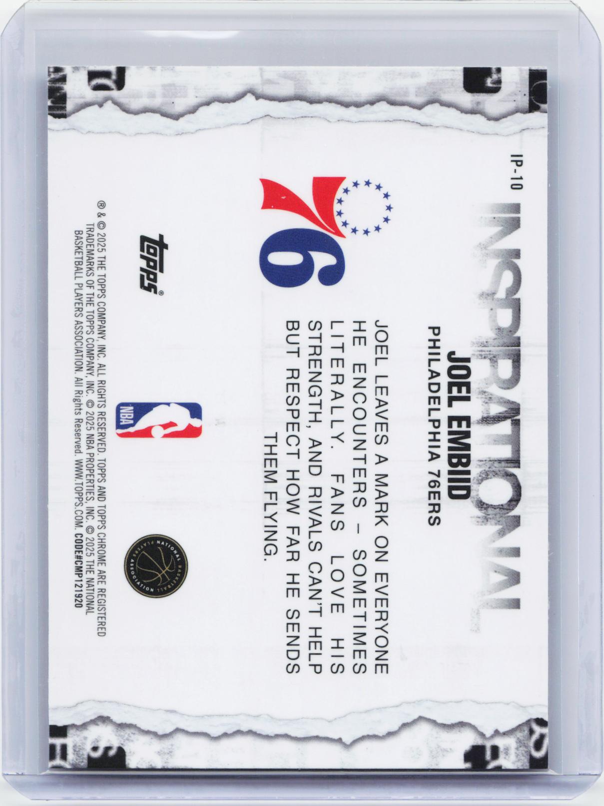 2025-26 Topps Chrome #IP-10 Joel Embiid Inspirational