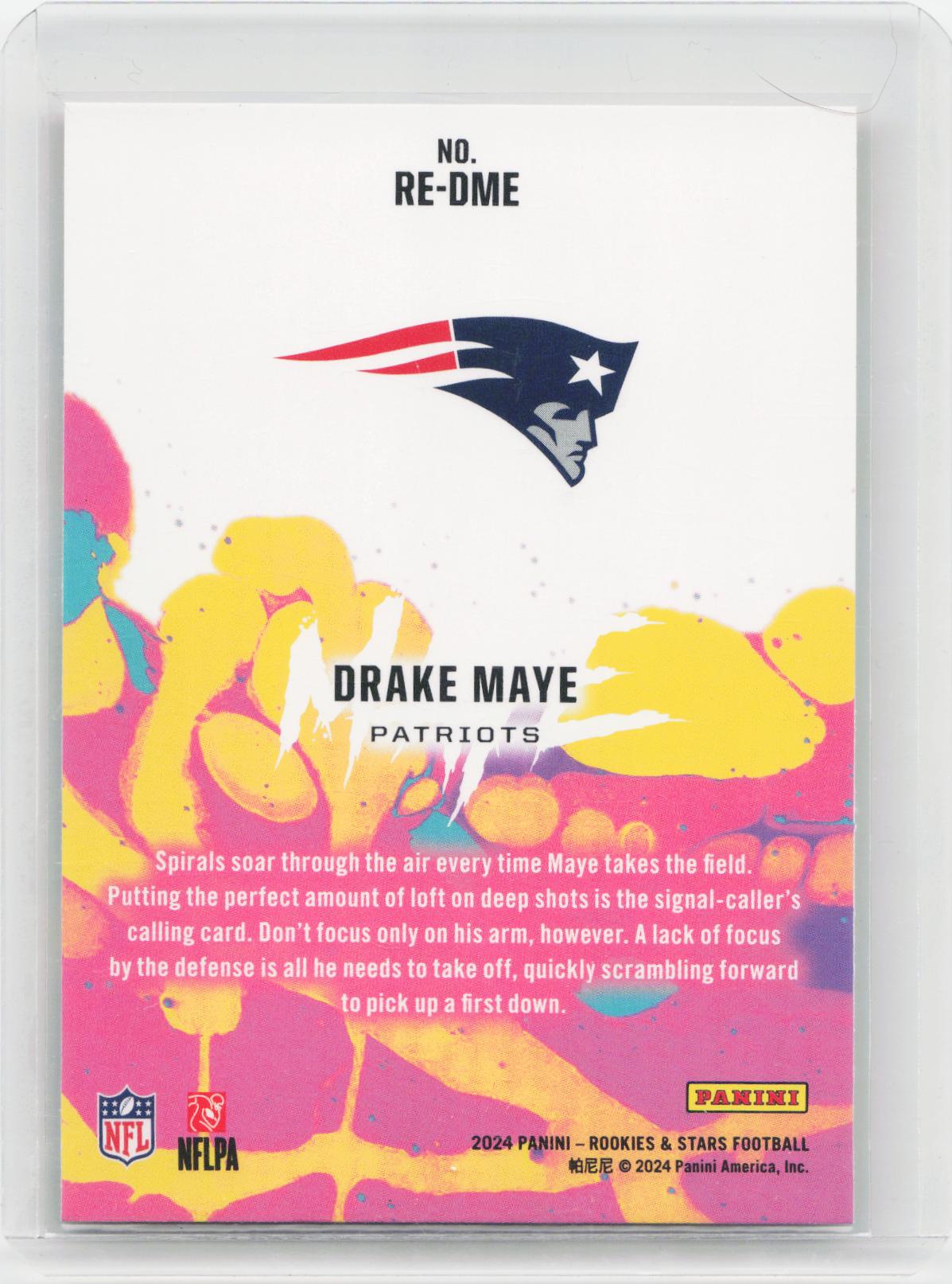 2024 Panini Rookies & Stars #RE-DME Drake Maye Rookie Exclusive