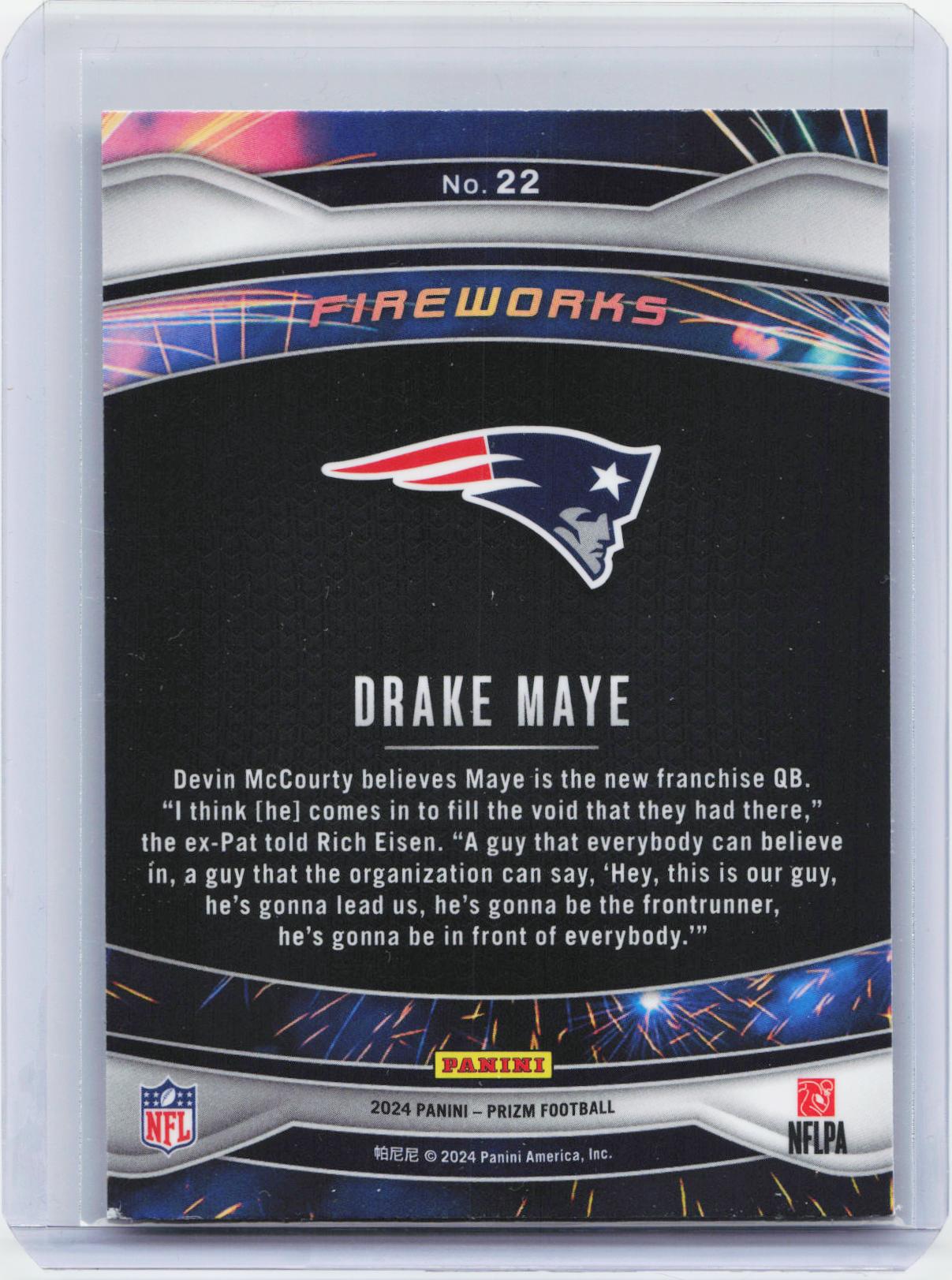2024 Panini Prizm - Fireworks #22 Drake Maye