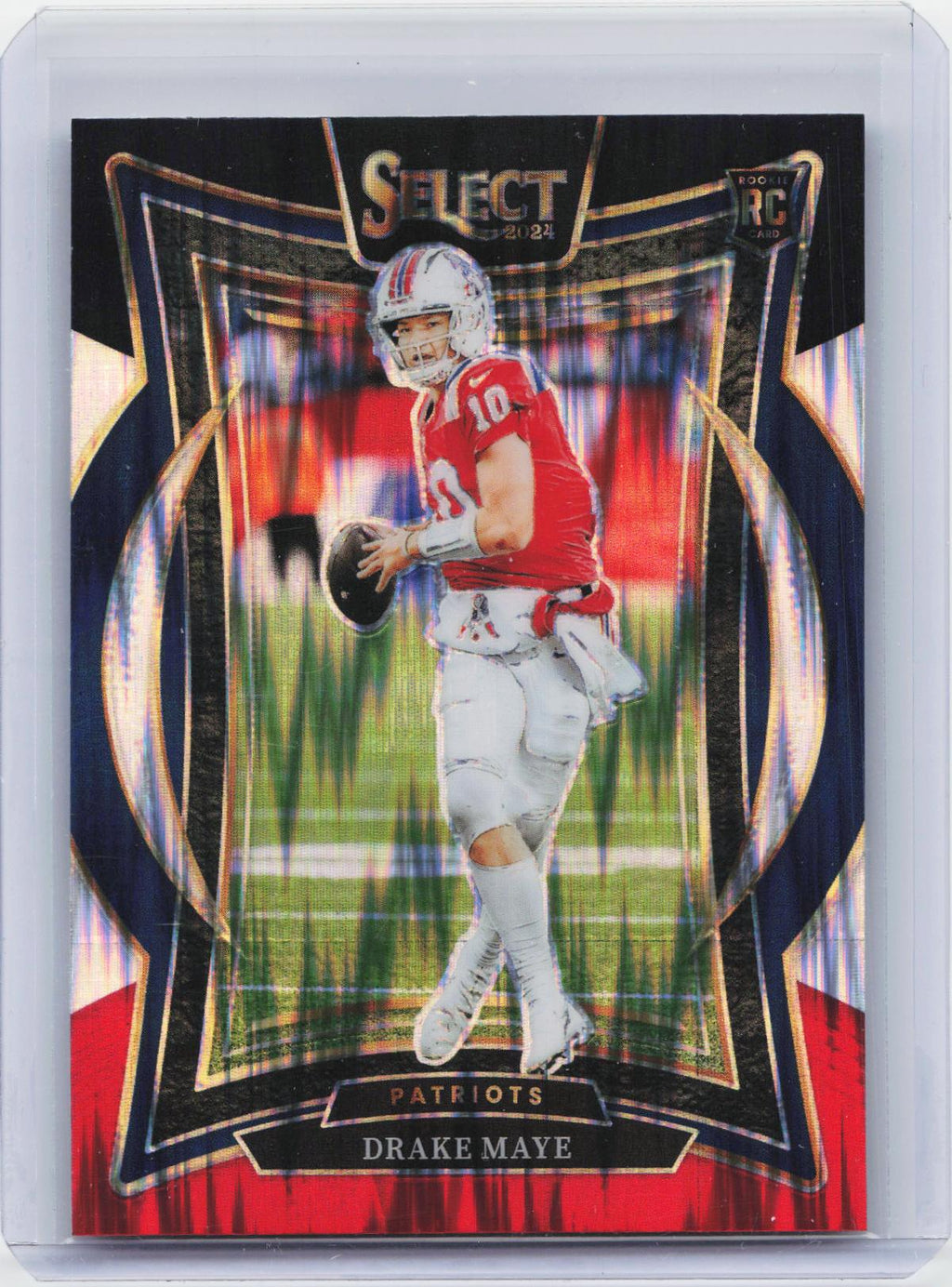 2024 Panini Select #27 Drake Maye Black & Red Prizm Shock