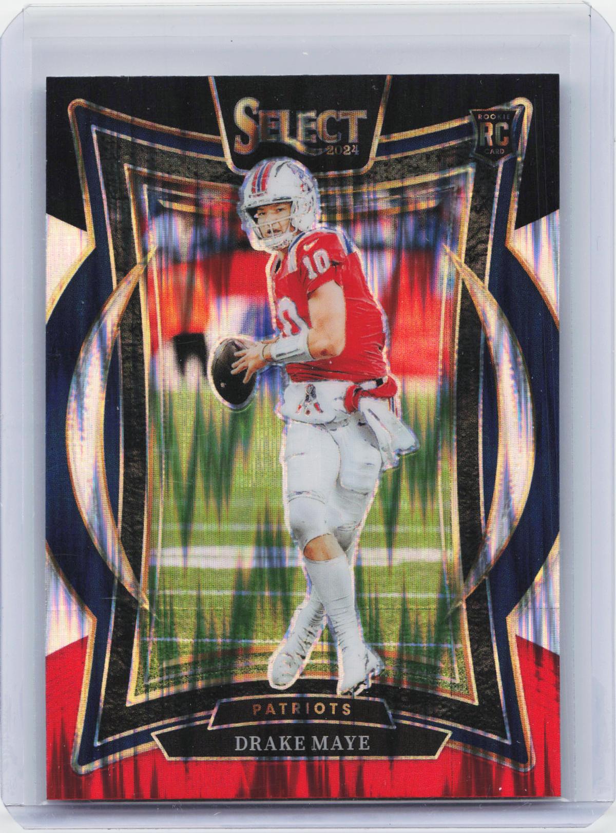 2024 Panini Select #27 Drake Maye Black & Red Prizm Shock