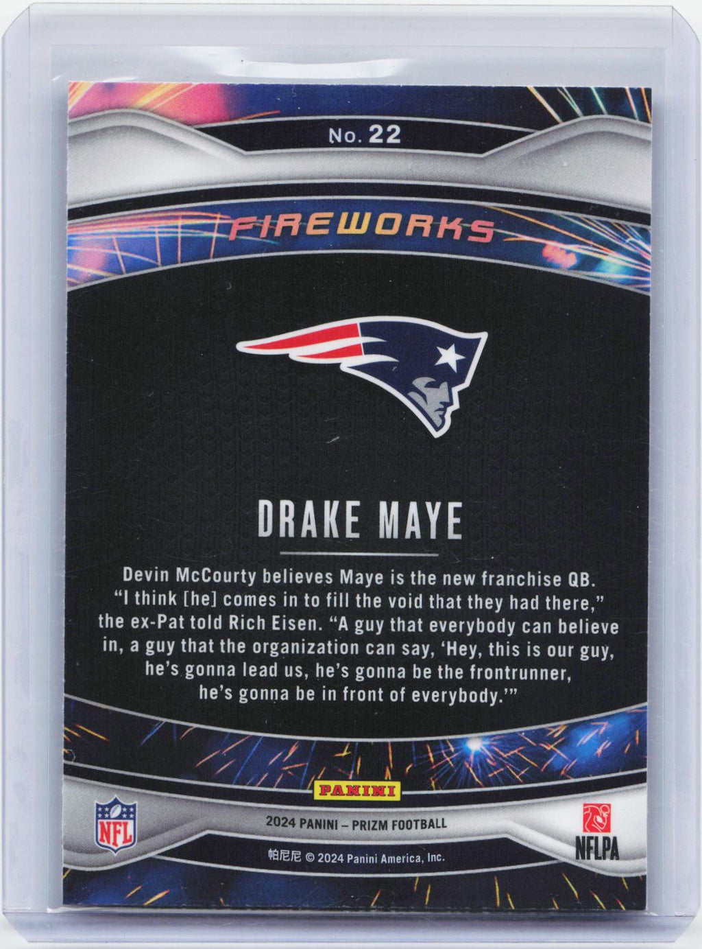 2024 Panini Prizm - Fireworks #22 Drake Maye