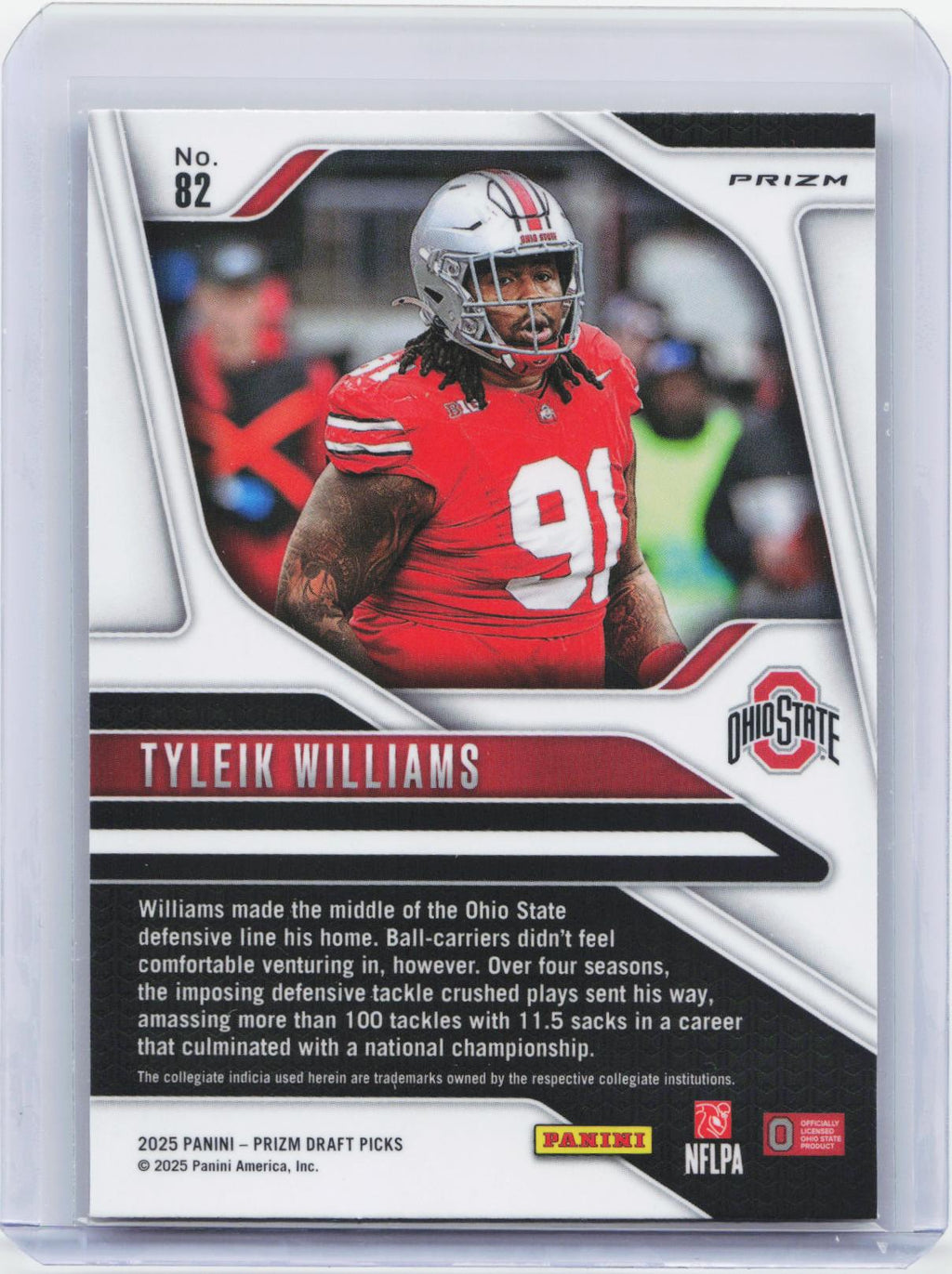 2025 Panini Prizm Draft Picks #82 Tyleik Williams Prizms Gold Ice