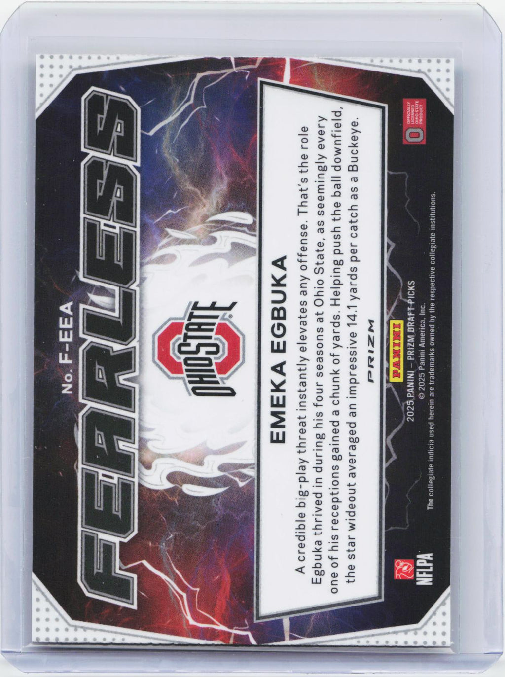 2025 Panini Prizm Draft Picks #F-EEA Emeka Egbuka Fearless Gold Ice