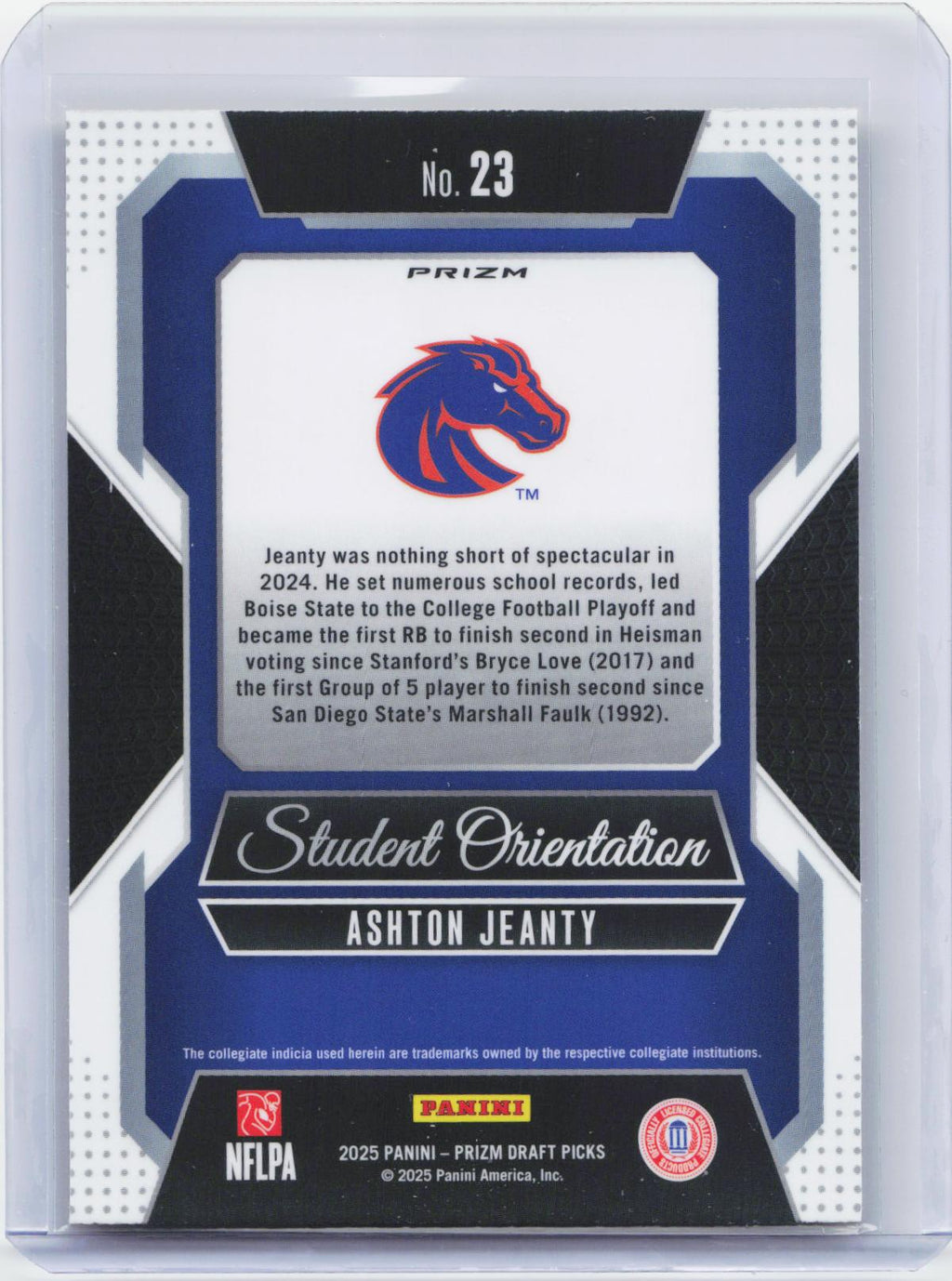 2025 Panini Prizm Draft Picks #23 Ashton Jeanty Student Orientation Gold Ice