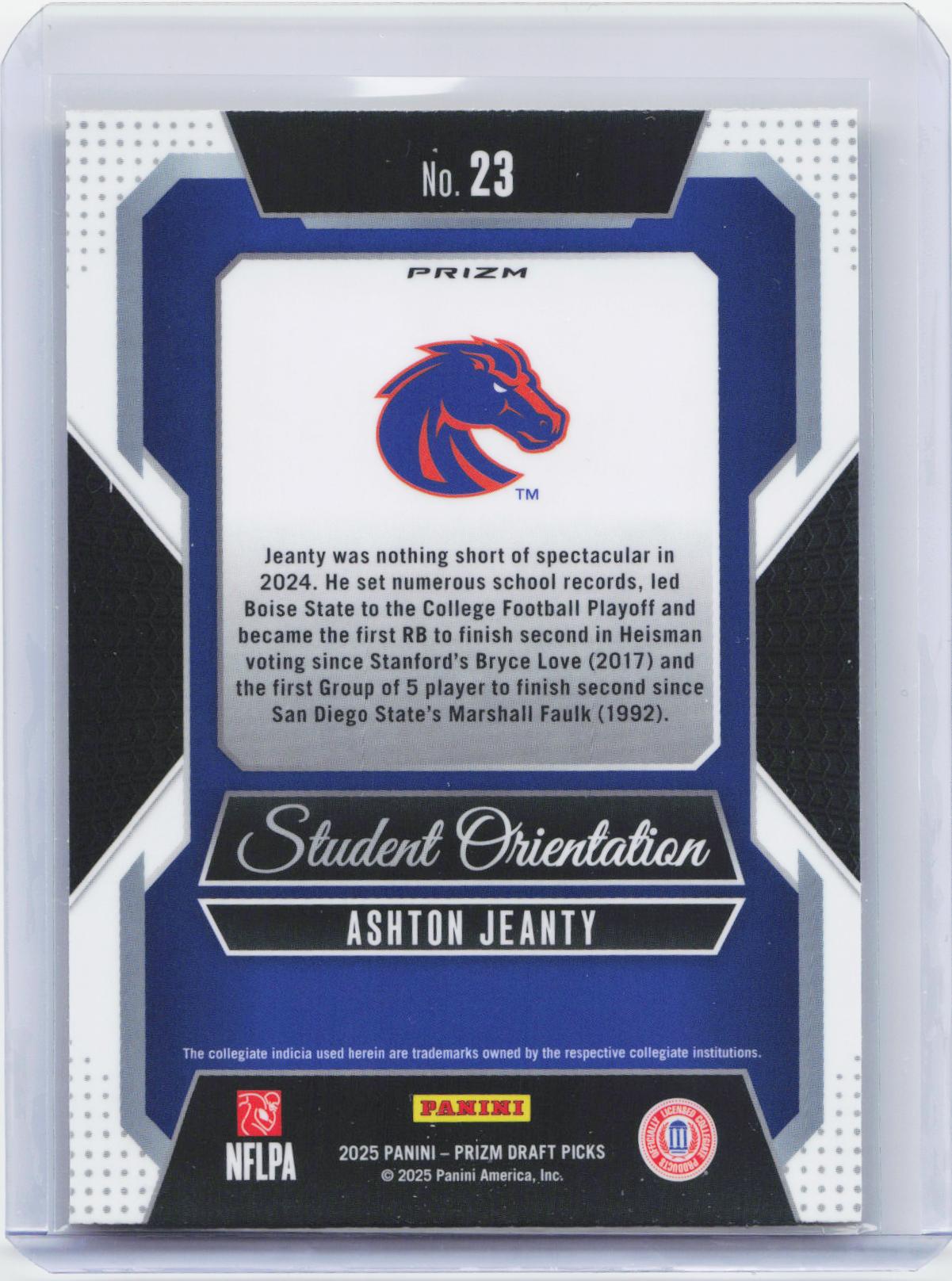 2025 Panini Prizm Draft Picks #23 Ashton Jeanty Student Orientation Gold Ice