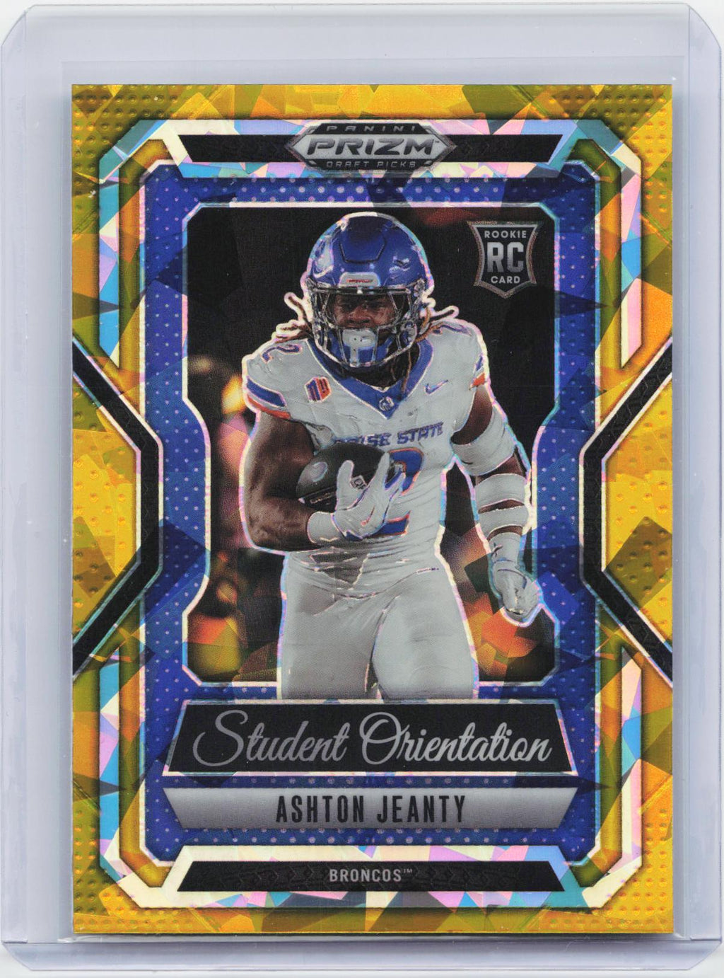 2025 Panini Prizm Draft Picks #23 Ashton Jeanty Student Orientation Gold Ice
