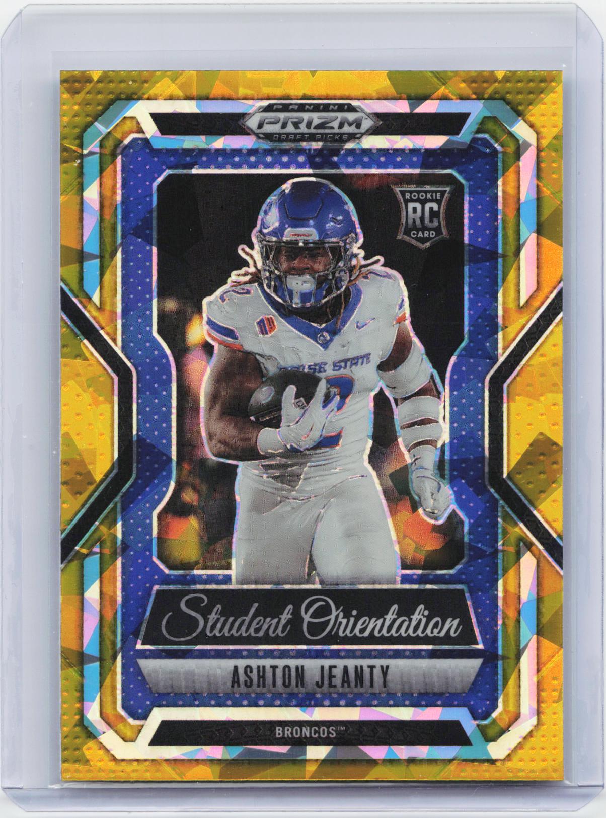 2025 Panini Prizm Draft Picks #23 Ashton Jeanty Student Orientation Gold Ice