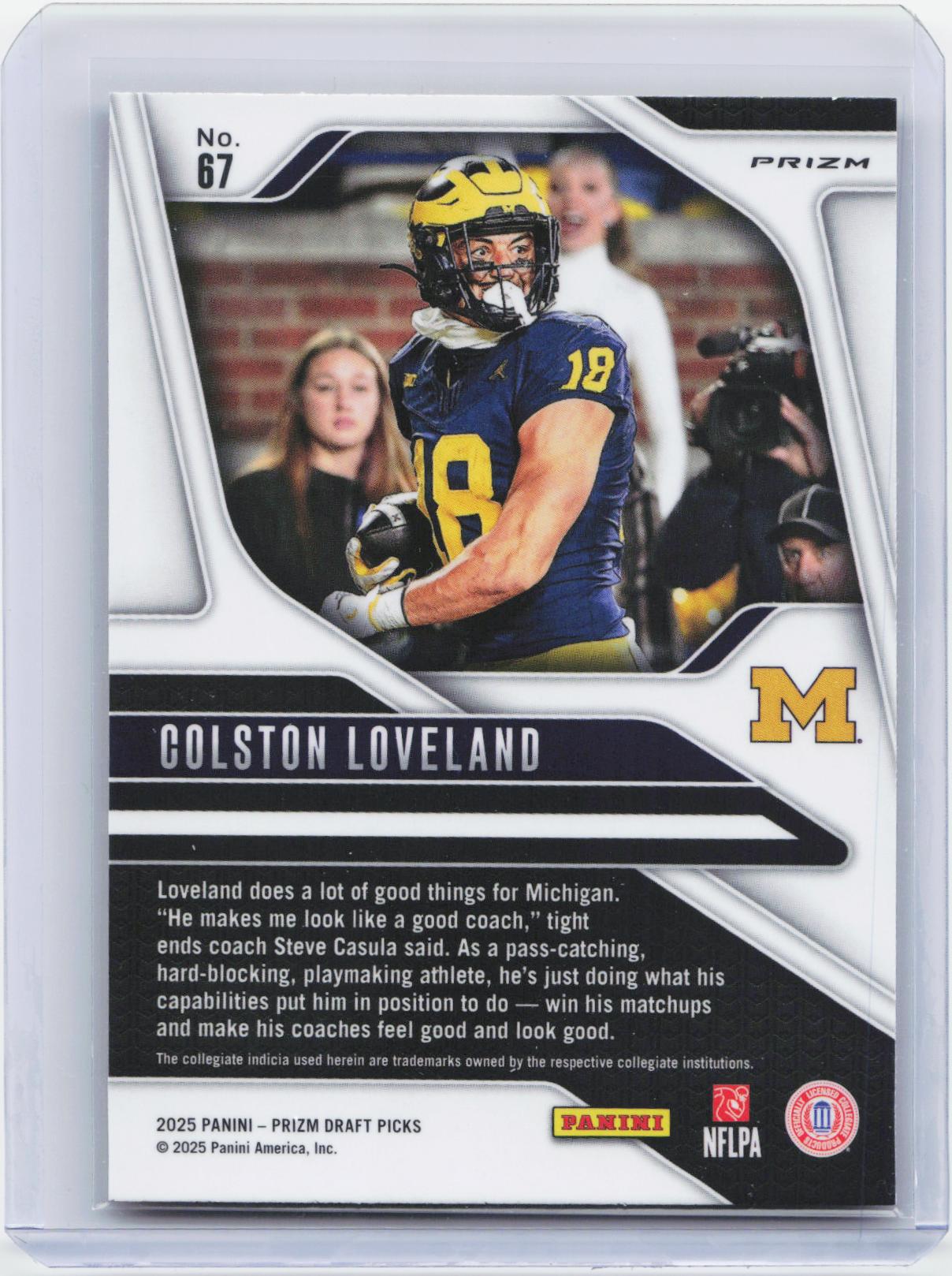 2025 Panini Prizm Draft Picks #67 Colston Loveland Prizms Gold Ice