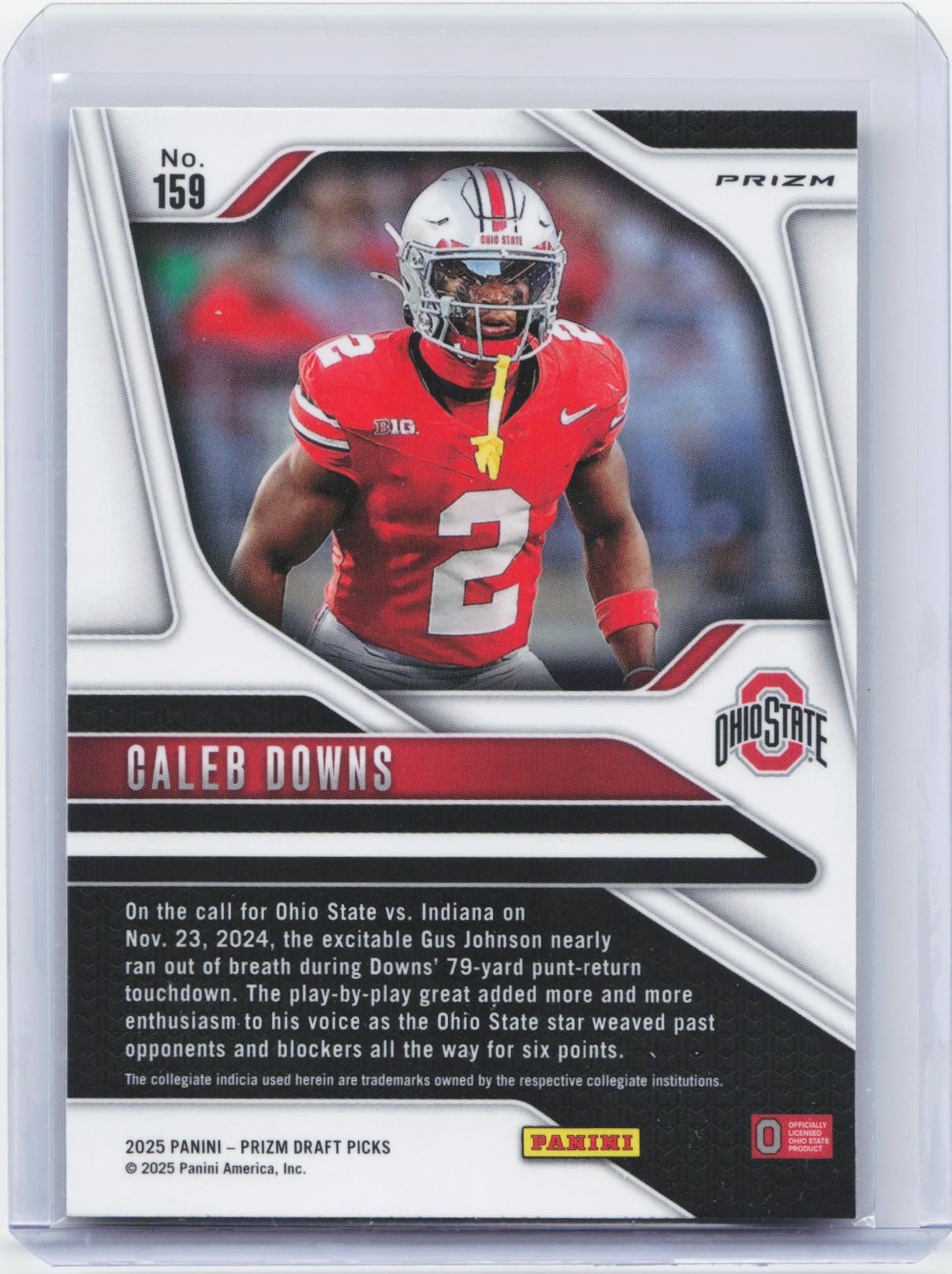 2025 Panini Prizm Draft Picks #159 Caleb Downs Prizms Gold Ice