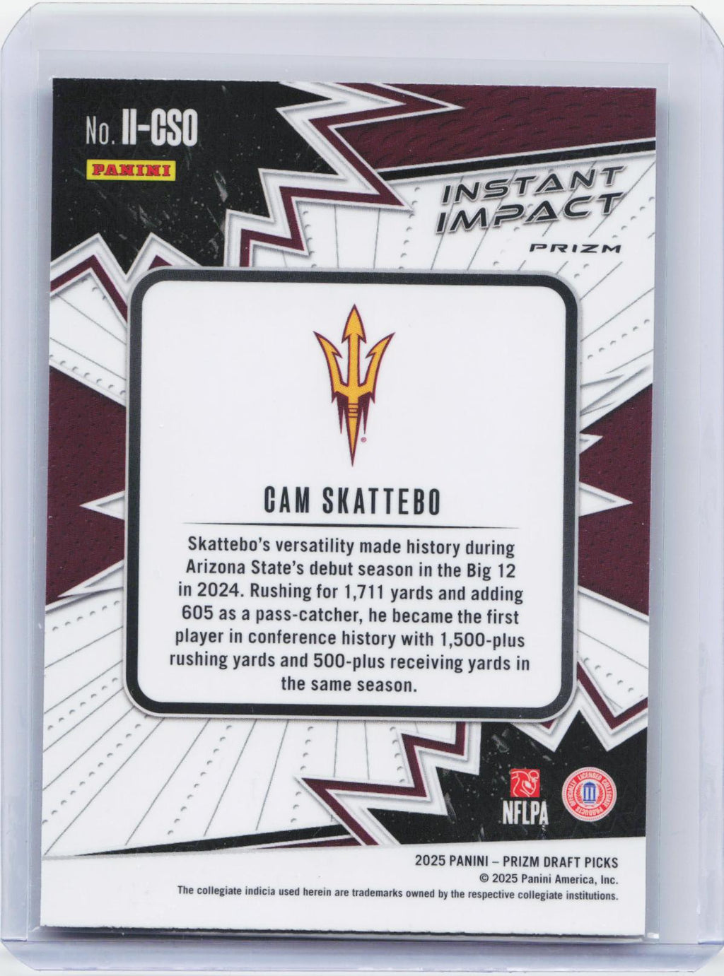 2025 Panini Prizm Draft Picks #II-CSO Cam Skattebo Instant Impact Gold Ice