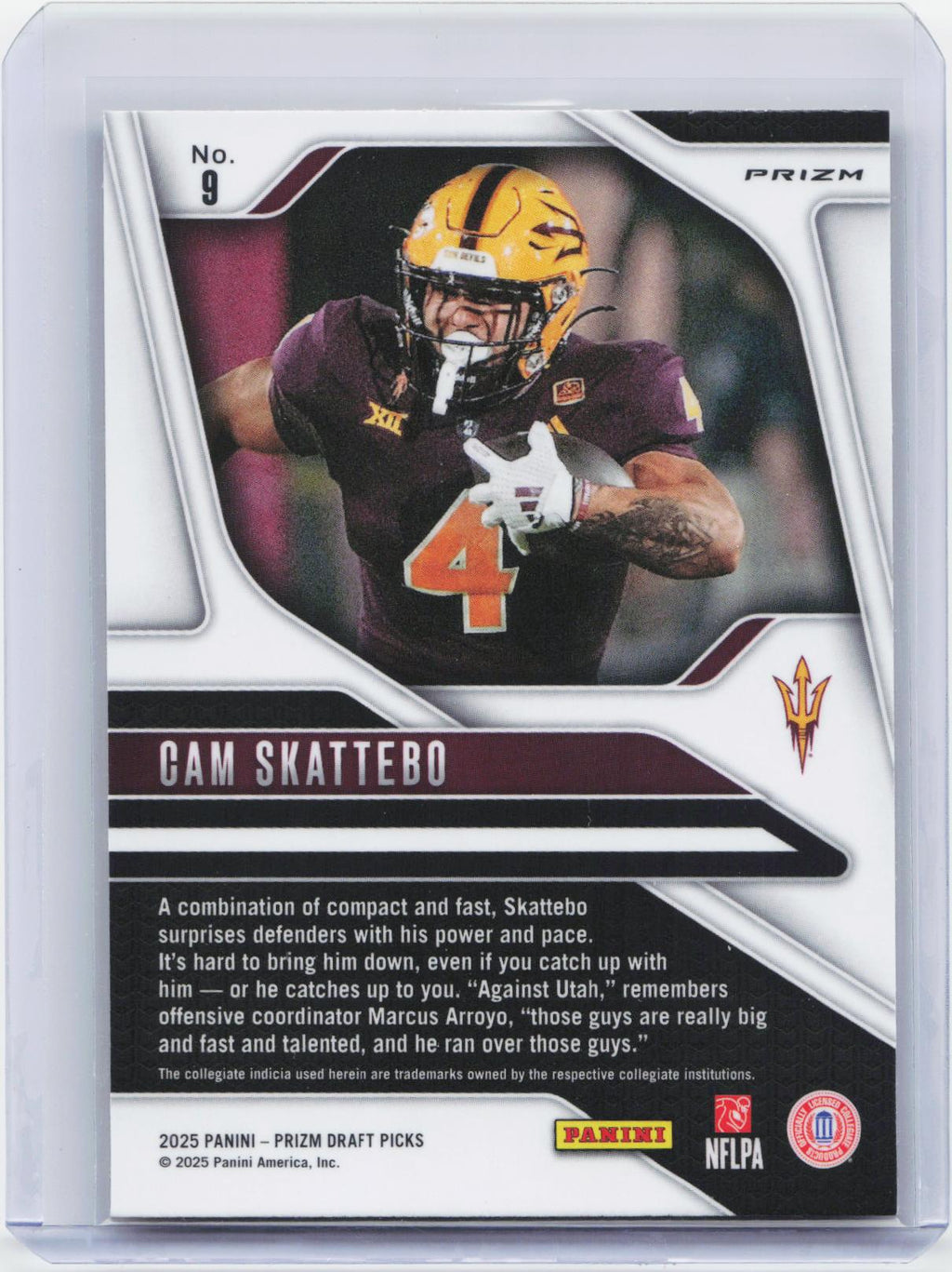 2025 Panini Prizm Draft Picks #9 Cam Skattebo Prizms Gold Ice