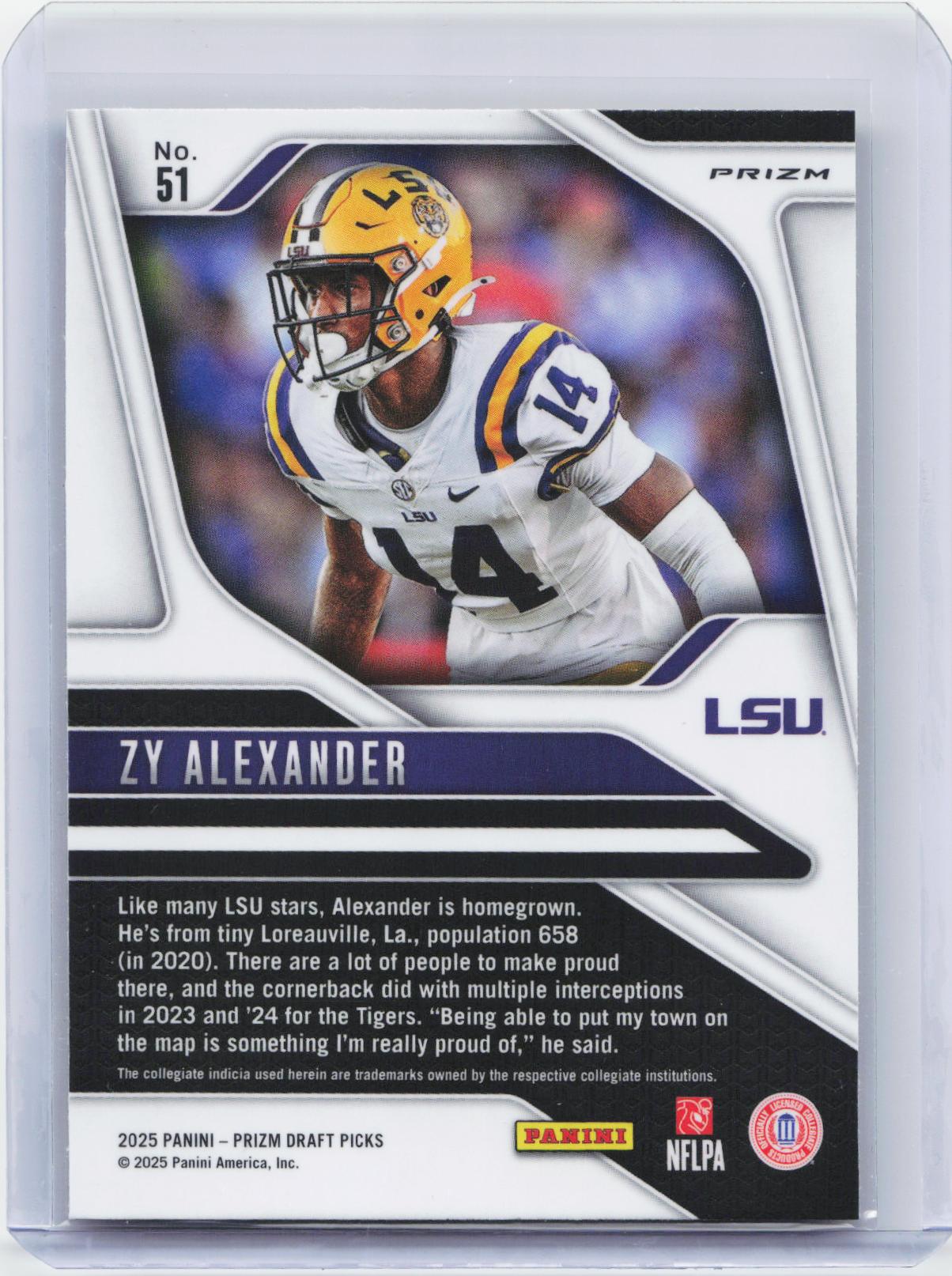 2025 Panini Prizm Draft Picks #51 Zy Alexander Prizms Gold Ice
