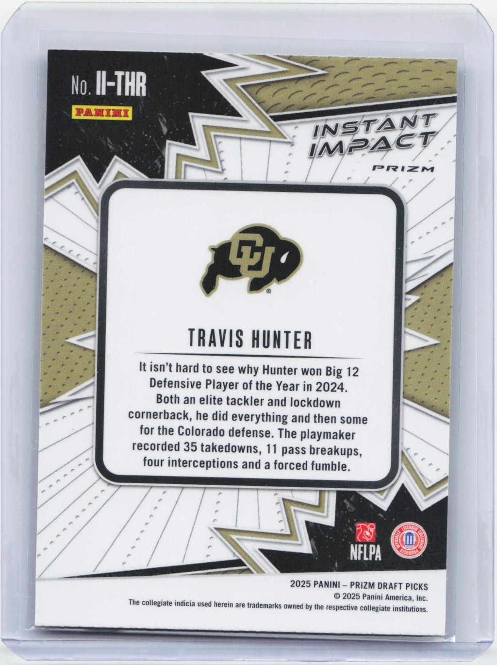 2025 Panini Prizm Draft Picks #II-THR Travis Hunter Instant Impact Gold Ice