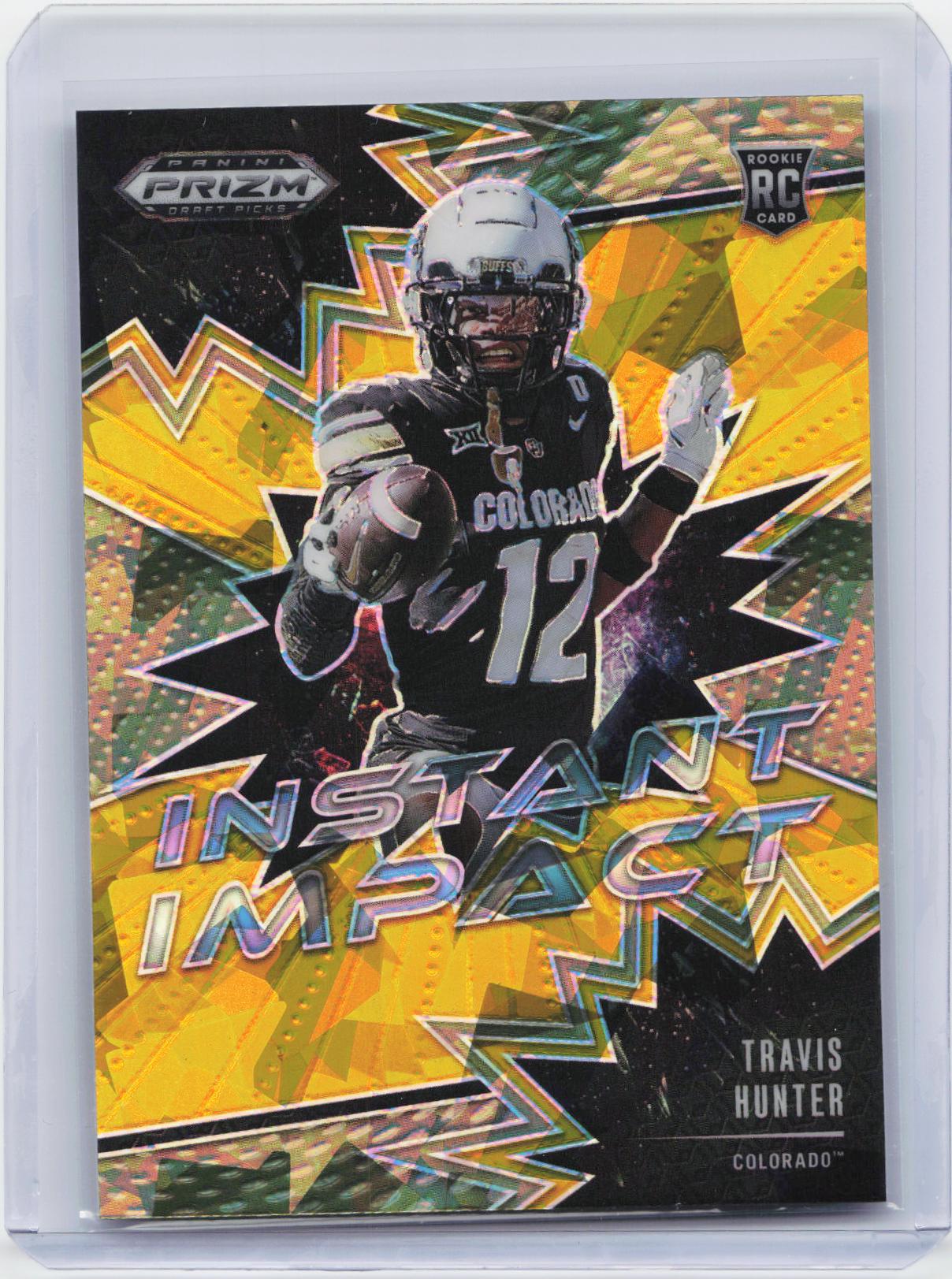 2025 Panini Prizm Draft Picks #II-THR Travis Hunter Instant Impact Gold Ice