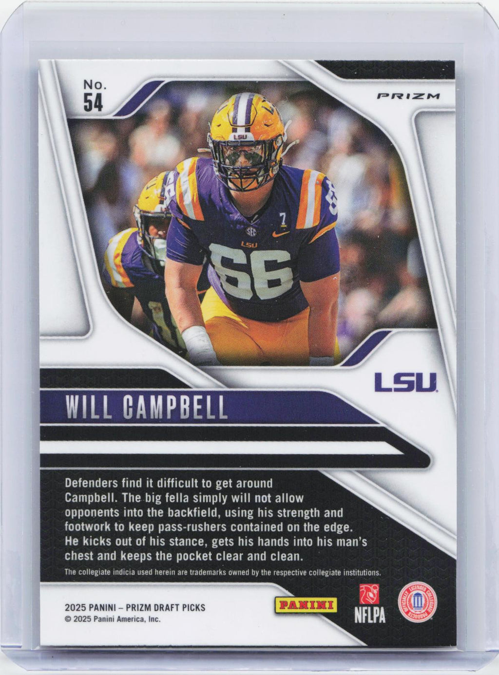 2025 Panini Prizm Draft Picks #54 Will Campbell Prizms Gold Ice