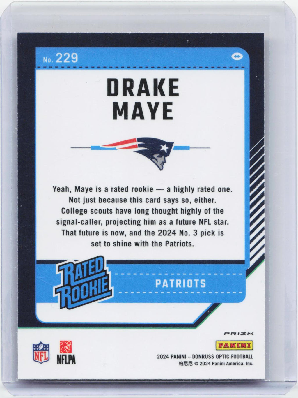 2024 Donruss Optic #229 Drake Maye Pink