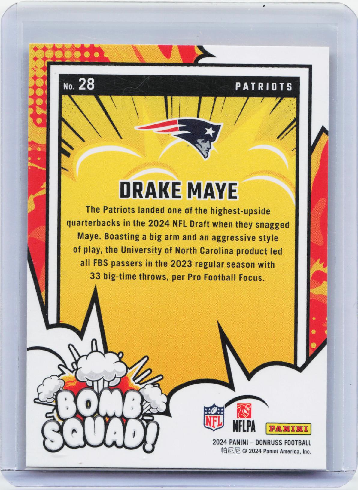 2024 Donruss #28 Drake Maye Bomb Squad