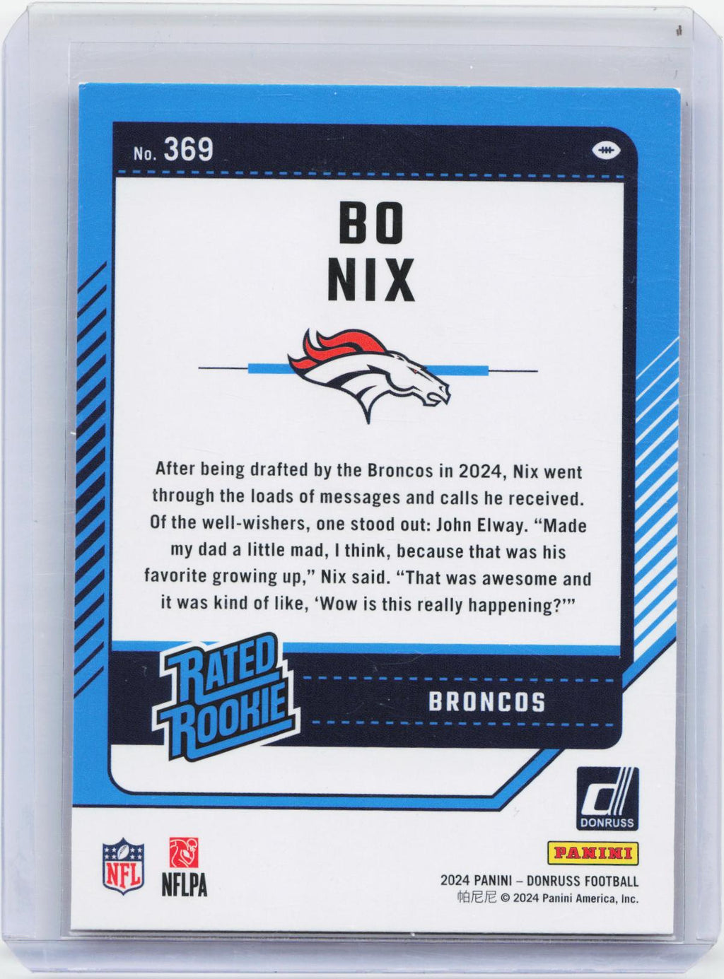2024 Donruss #369 Bo Nix Press Proof Red