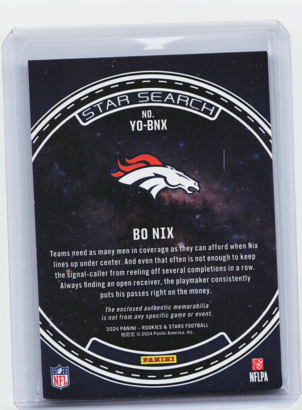 2024 Panini Rookies & Stars #YO-BNX Bo Nix Year One Longevity #/399