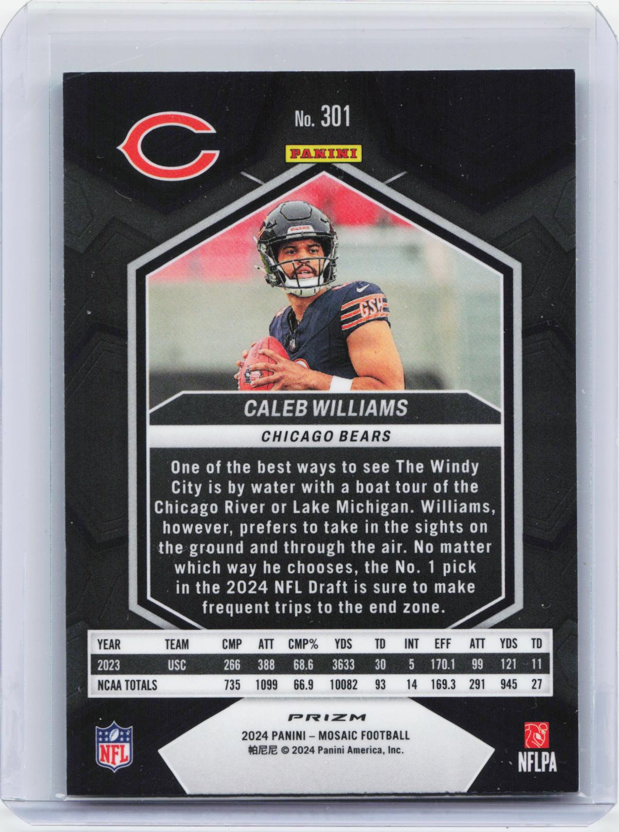 2024 Panini Mosaic #301 Caleb Williams Mosaic Green