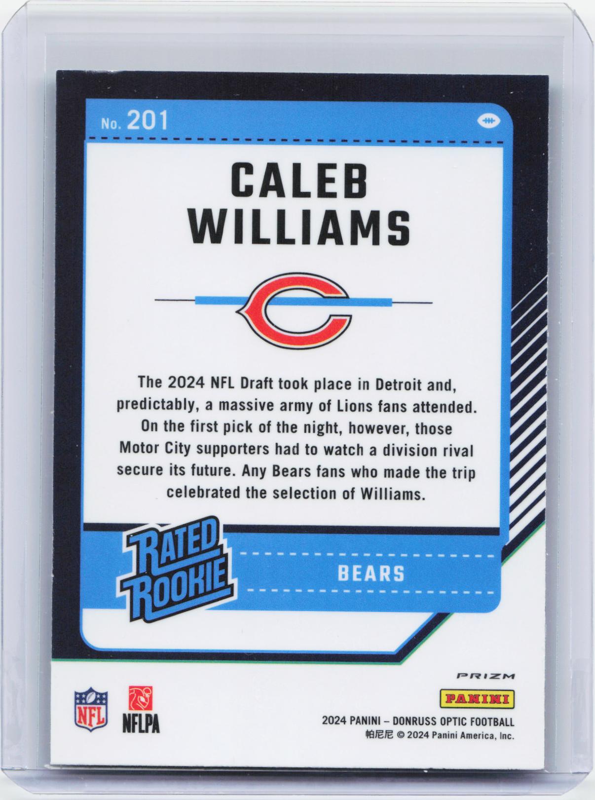 2024 Donruss Optic #201 Caleb Williams Green Velocity
