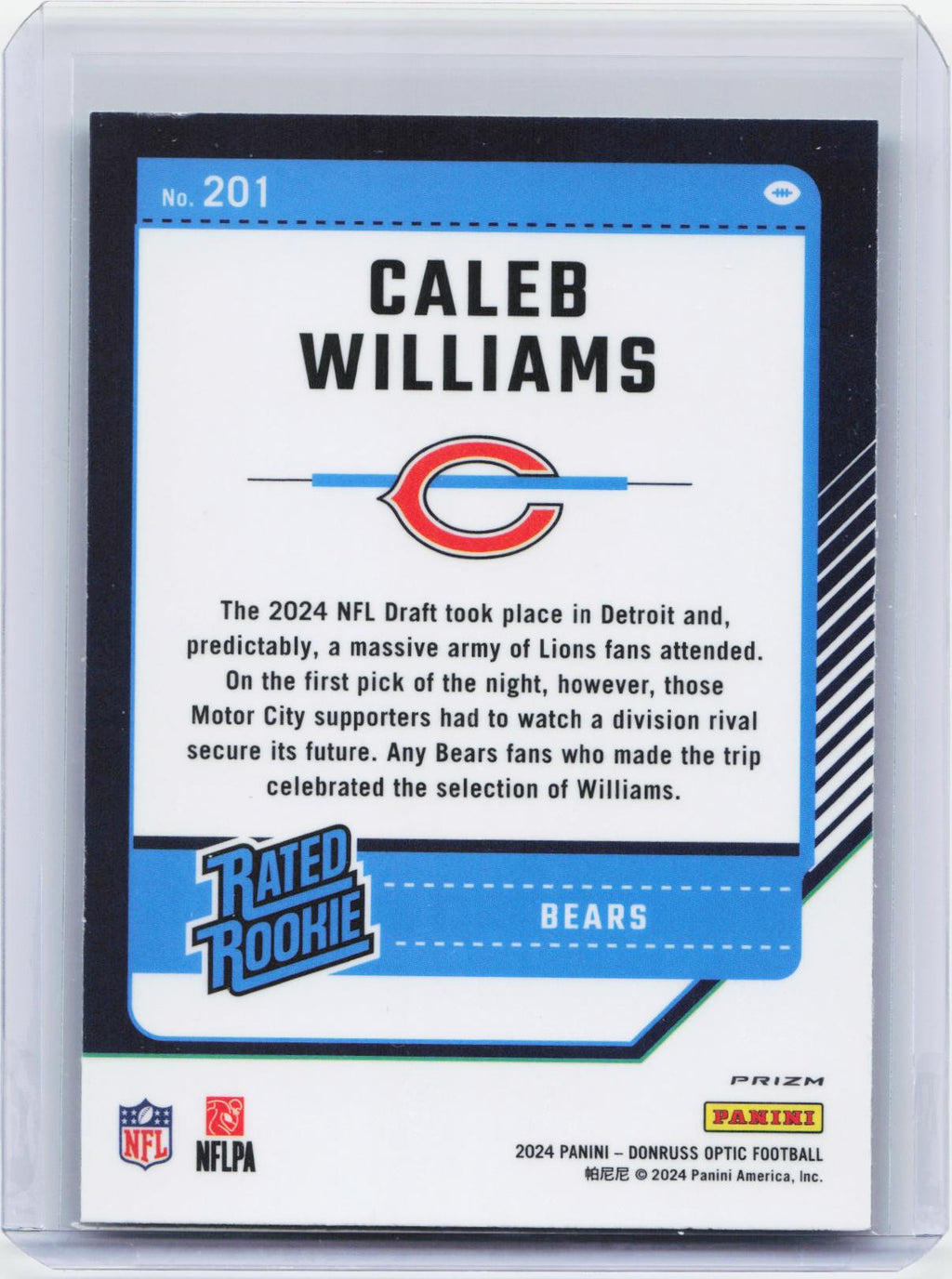 2024 Donruss Optic #201 Caleb Williams Green Velocity