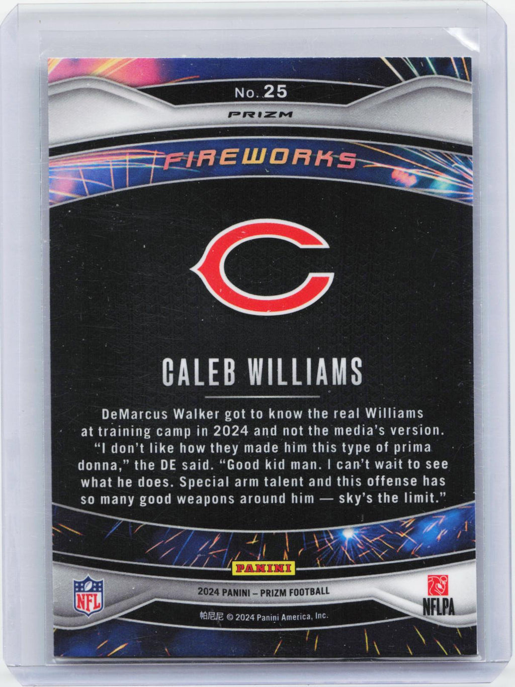 2024 Panini Prizm - Fireworks Green Prizm #25 Caleb Williams