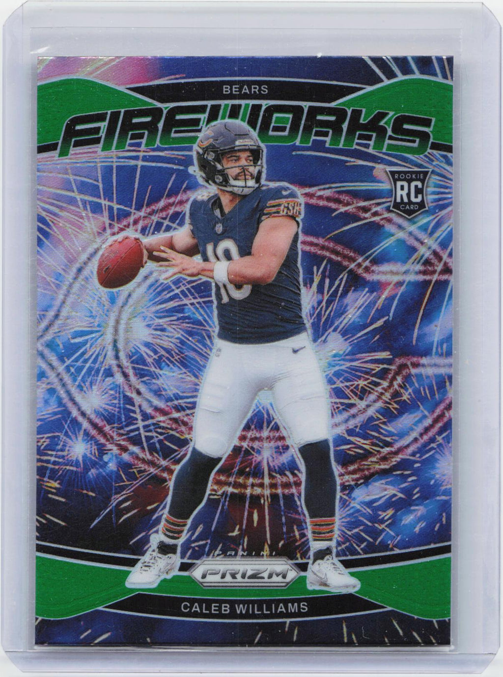 2024 Panini Prizm - Fireworks Green Prizm #25 Caleb Williams