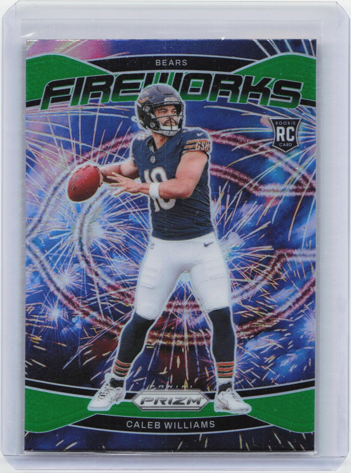 2024 Panini Prizm - Fireworks Green Prizm #25 Caleb Williams