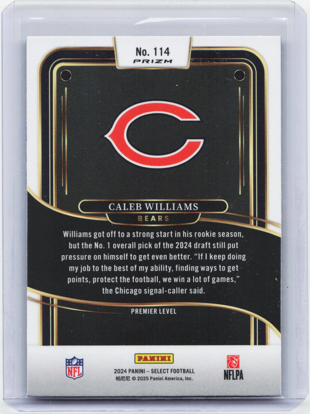 2024 Panini Select #114 Caleb Williams Red & Blue Prizm Shock